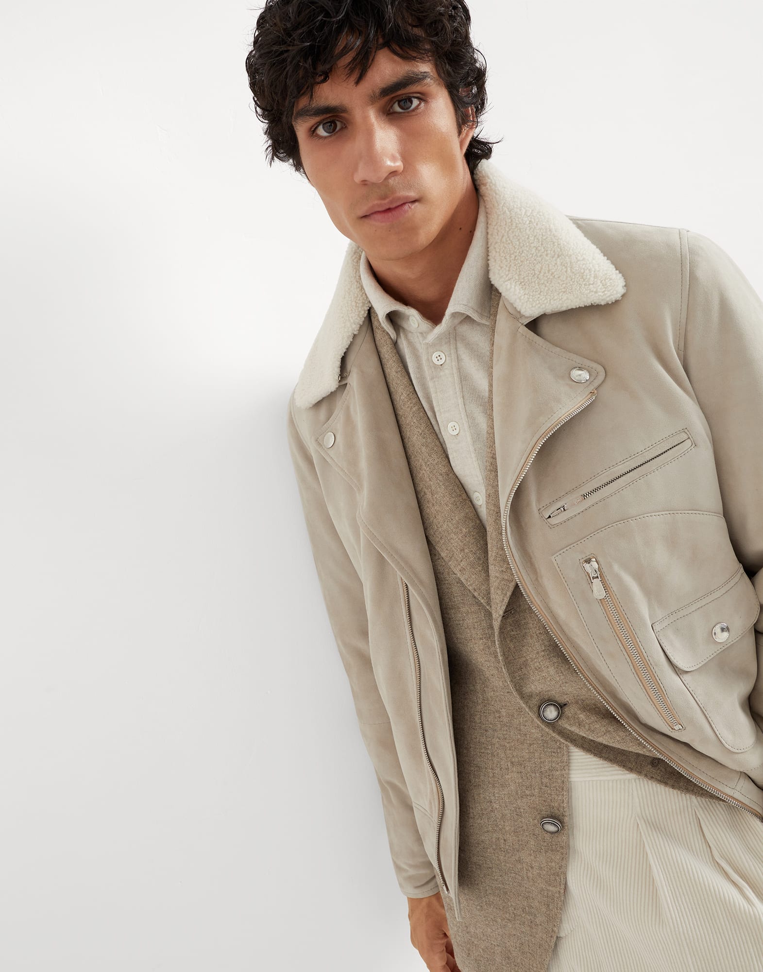 Stone suede biker jacket 2025