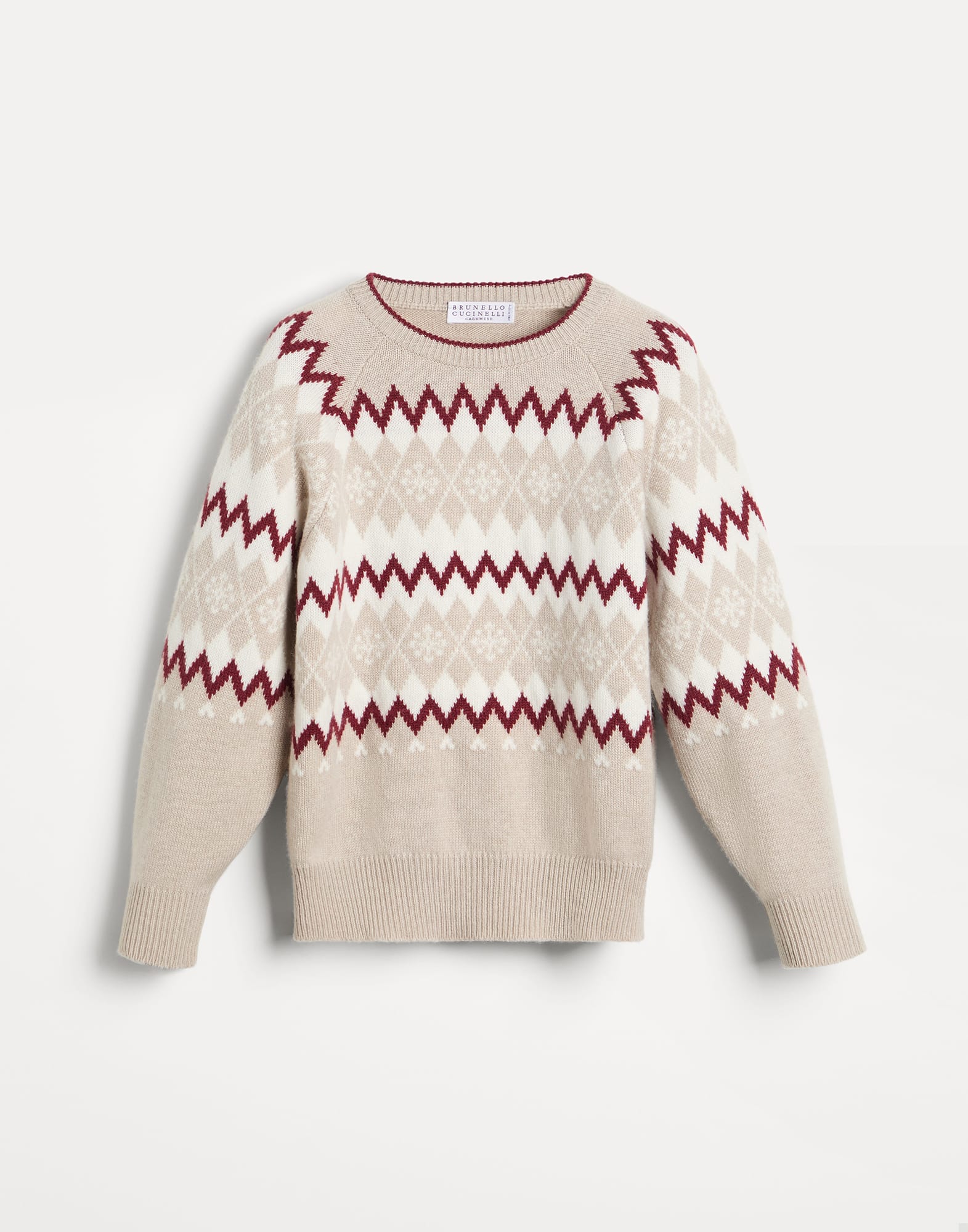 Maglia Snowflake Argyle Sabbia Bambina - Brunello Cucinelli