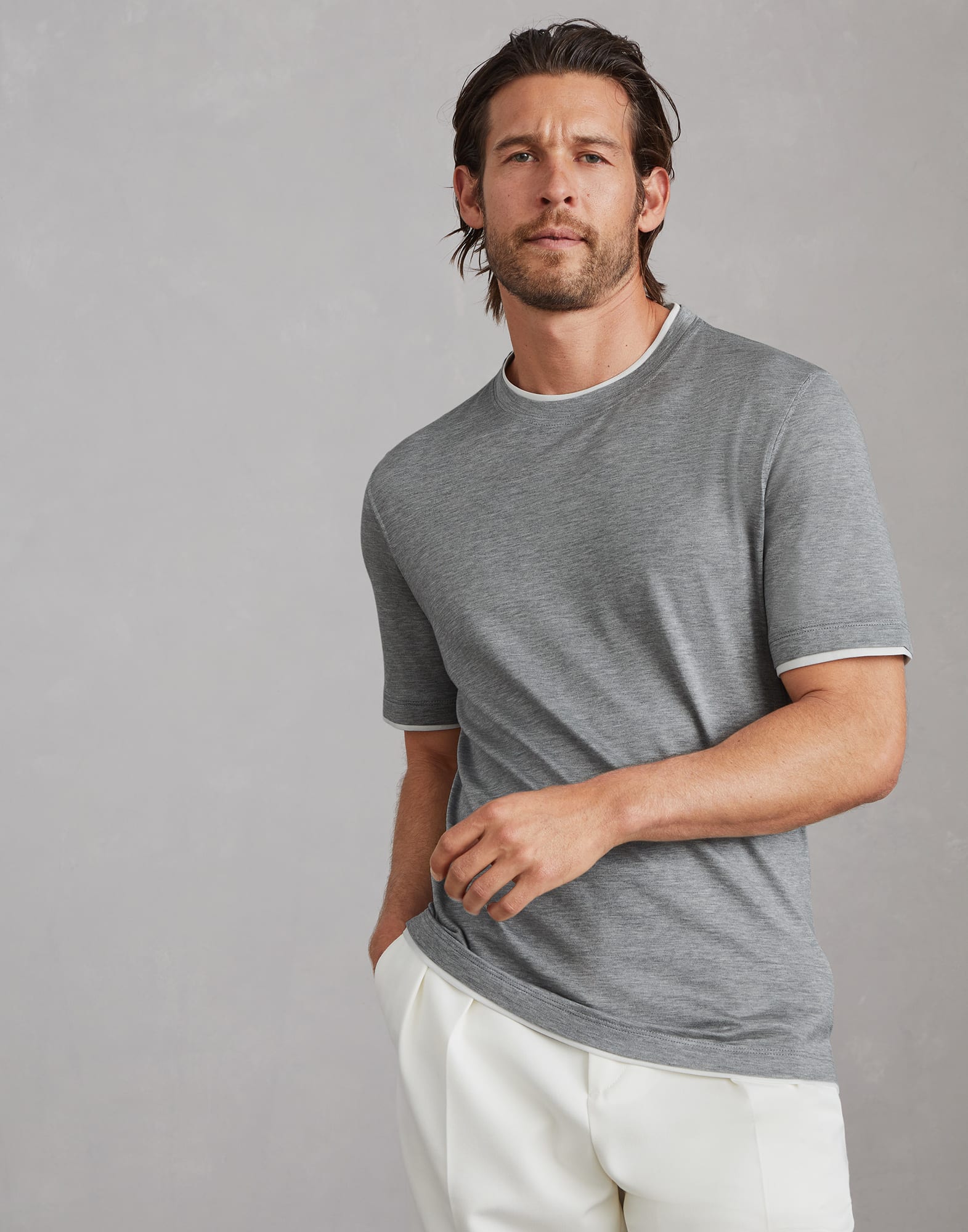 T-shirt with faux-layering