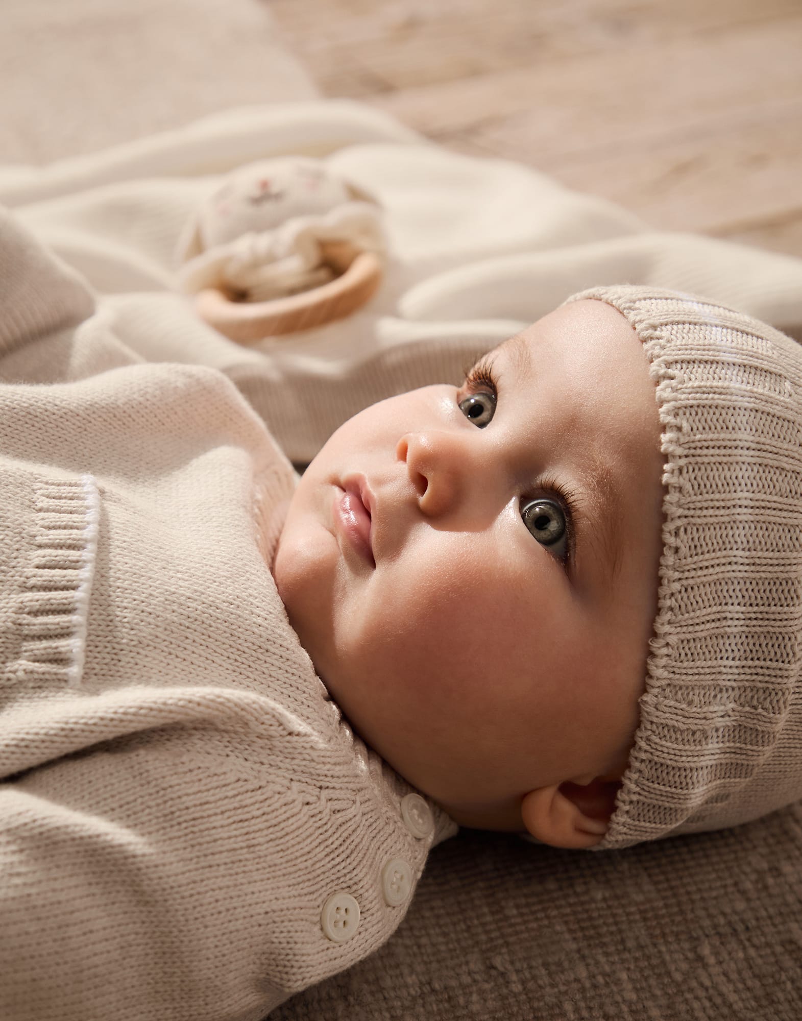 Baby Bernie beanie and socks set Oat Baby - Brunello Cucinelli