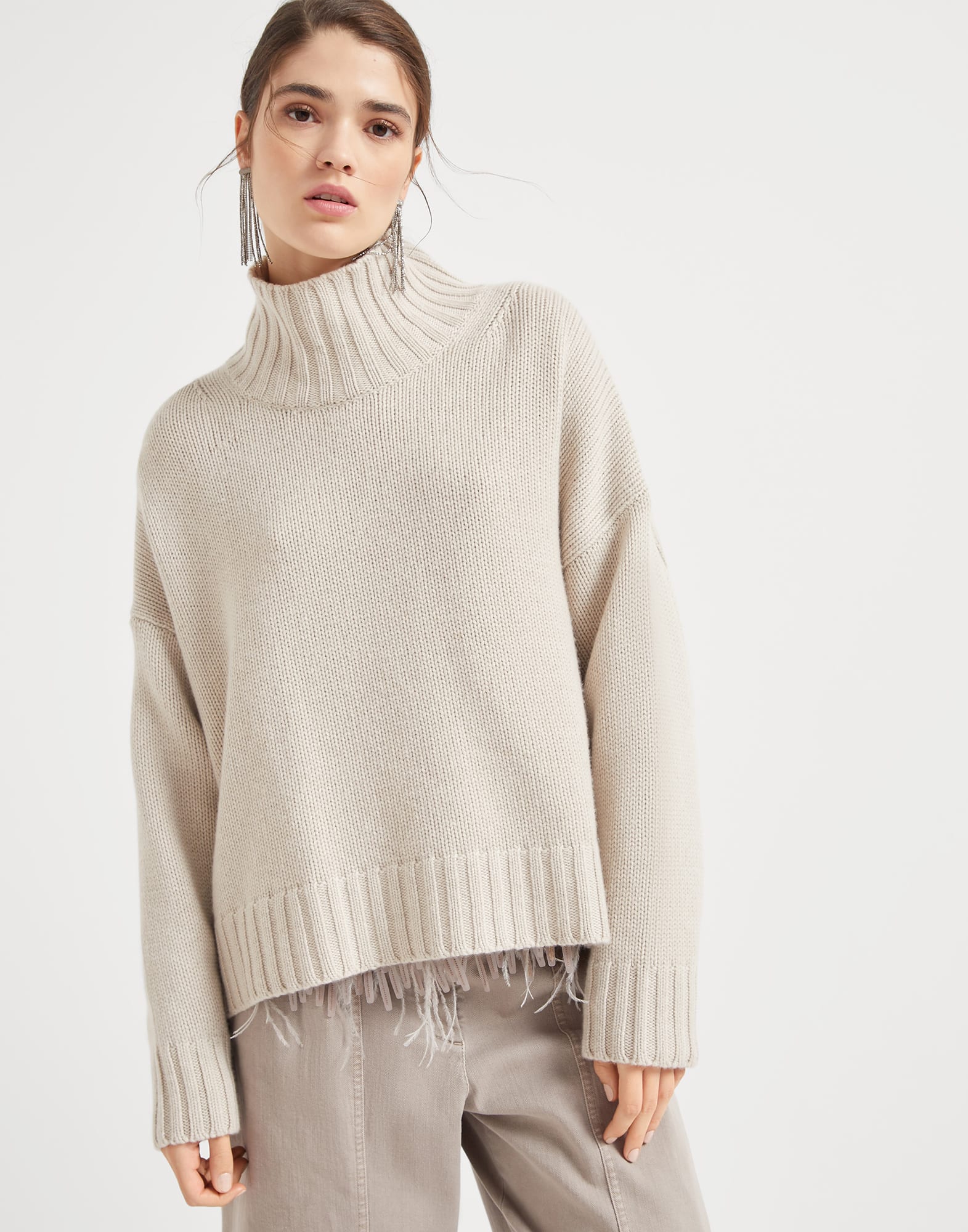 Turtleneck sweater Beige Woman - Brunello Cucinelli