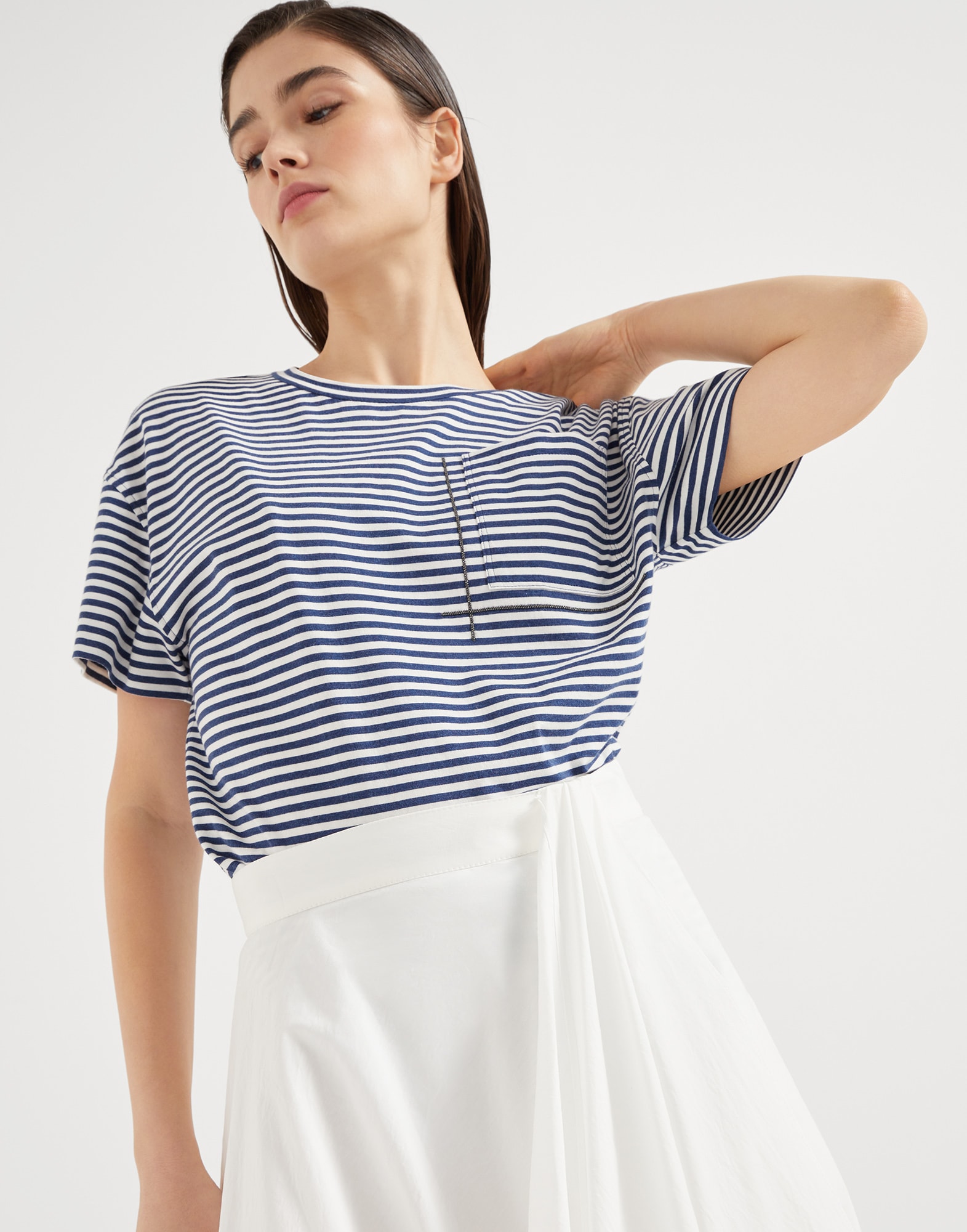 Bubble Hem skirt for Woman in White | Brunello Cucinelli Bubble Hem skirt for Woman in White | Brunello Cucinelli