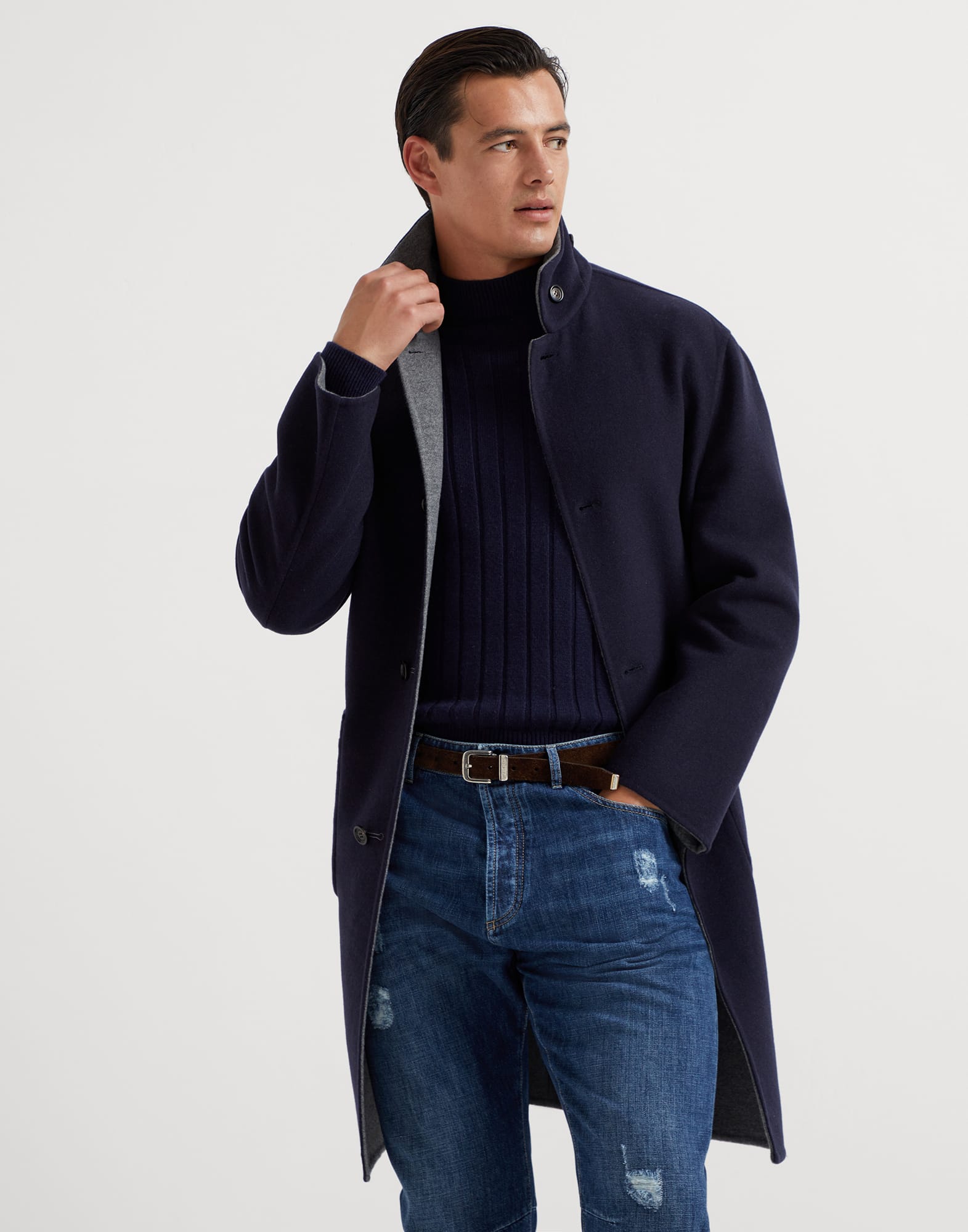 極美品 ブルネロクチネリ BRUNELLO CUCINELLI コート ロングコート ダブルブレスト アルパカ アウター レディース 40(M)