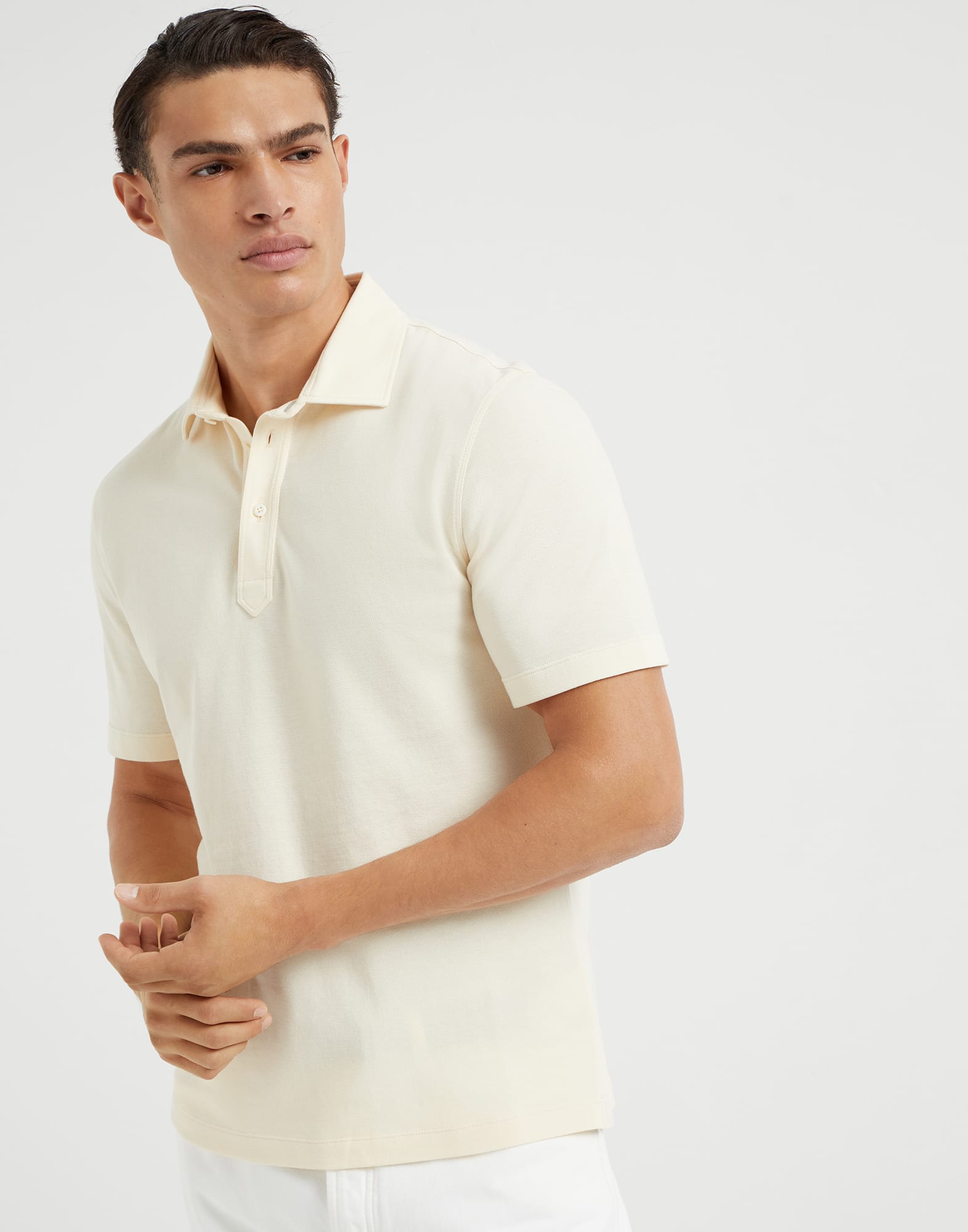 Piqué polo shirt for Man in Ginger | Brunello Cucinelli Piqué polo shirt for Man in Ginger | Brunello Cucinelli