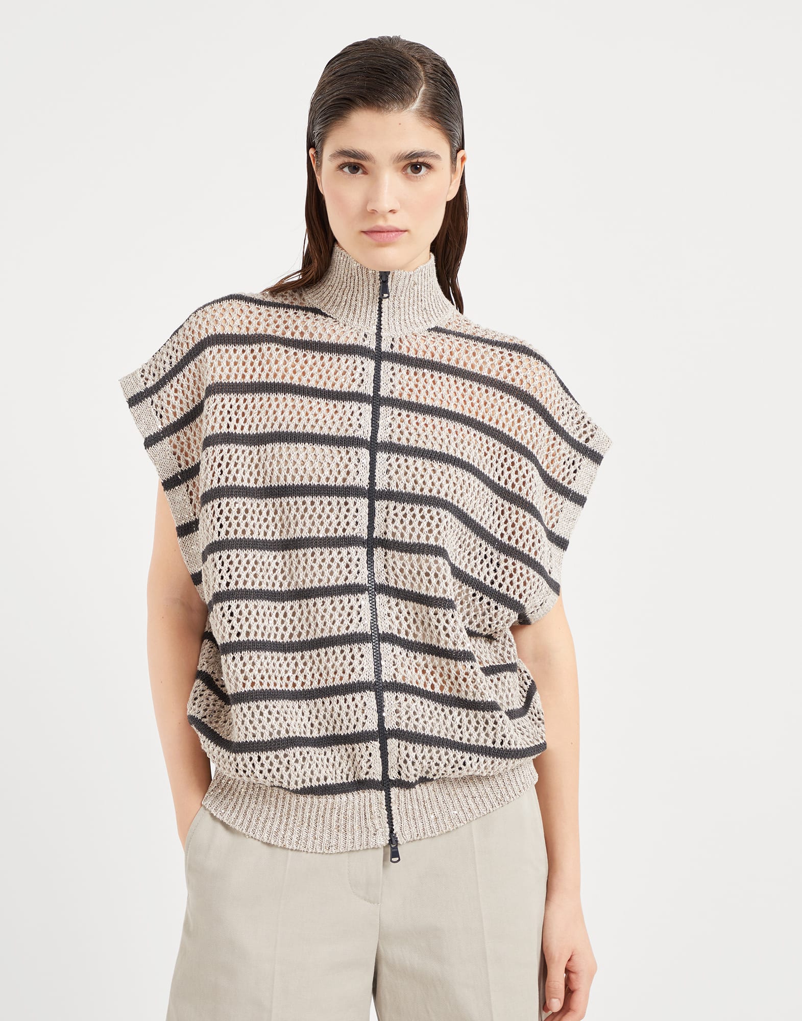 BRUNELLO CUCINELLI ケーブル スパンコール装飾 カーディガン BRUNELLO CUCINELLI ケーブル スパンコール装飾 カーディガン