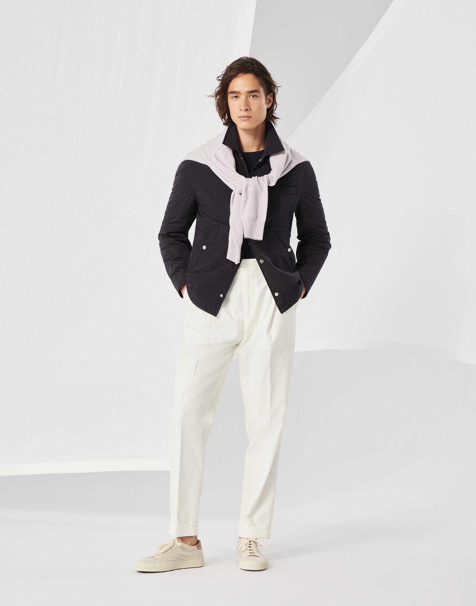 Water-resistant outerwear for Man in Blue | Brunello Cucinelli Water-resistant outerwear for Man in Blue | Brunello Cucinelli