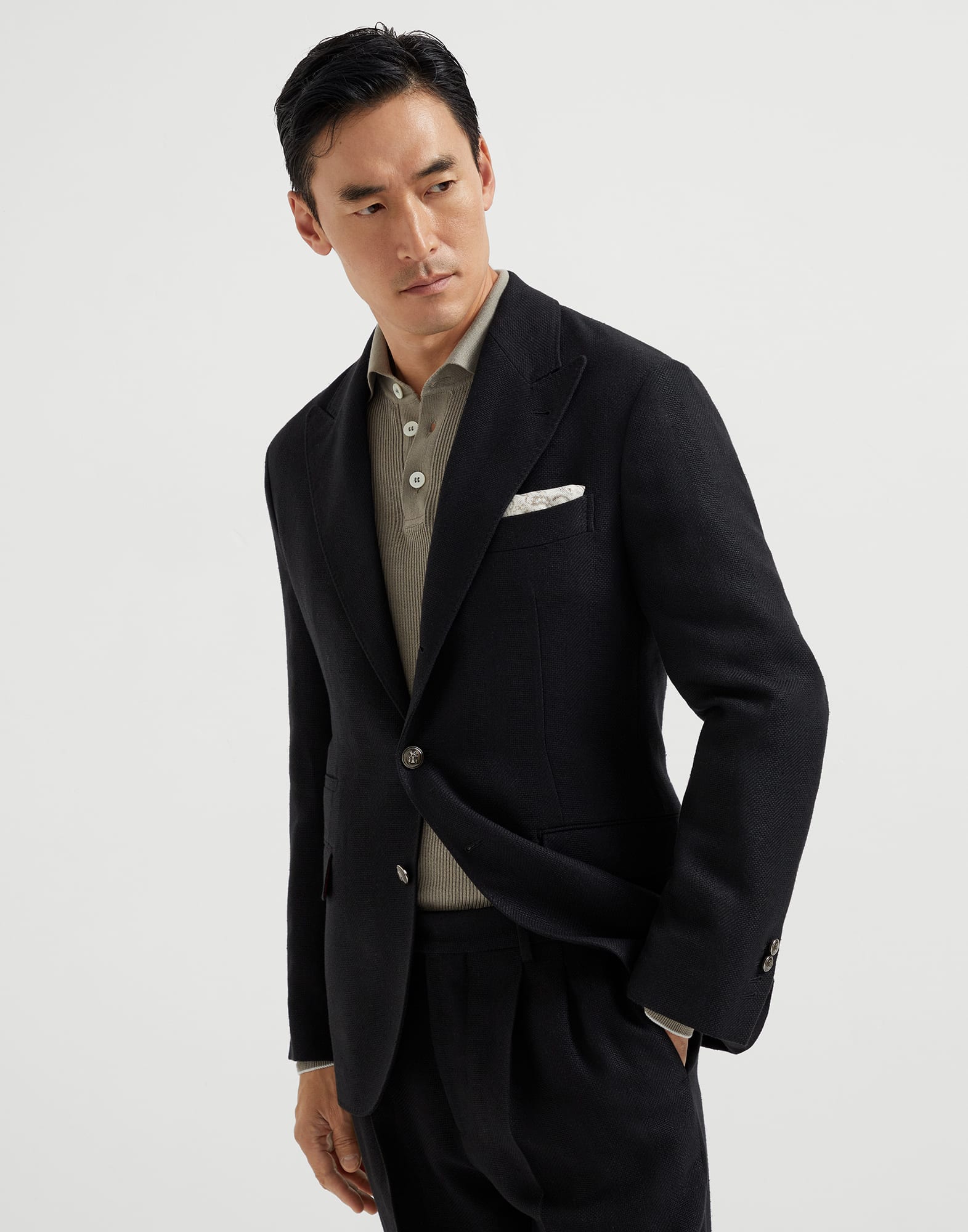 Blazer with peak lapel for Man in Black Brunello Cucinelli