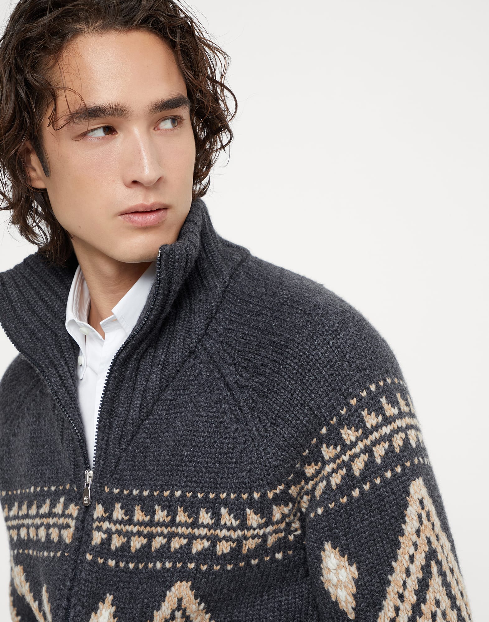 Cashmere Jacquard cardigan (242MA2301406CII73) for Man