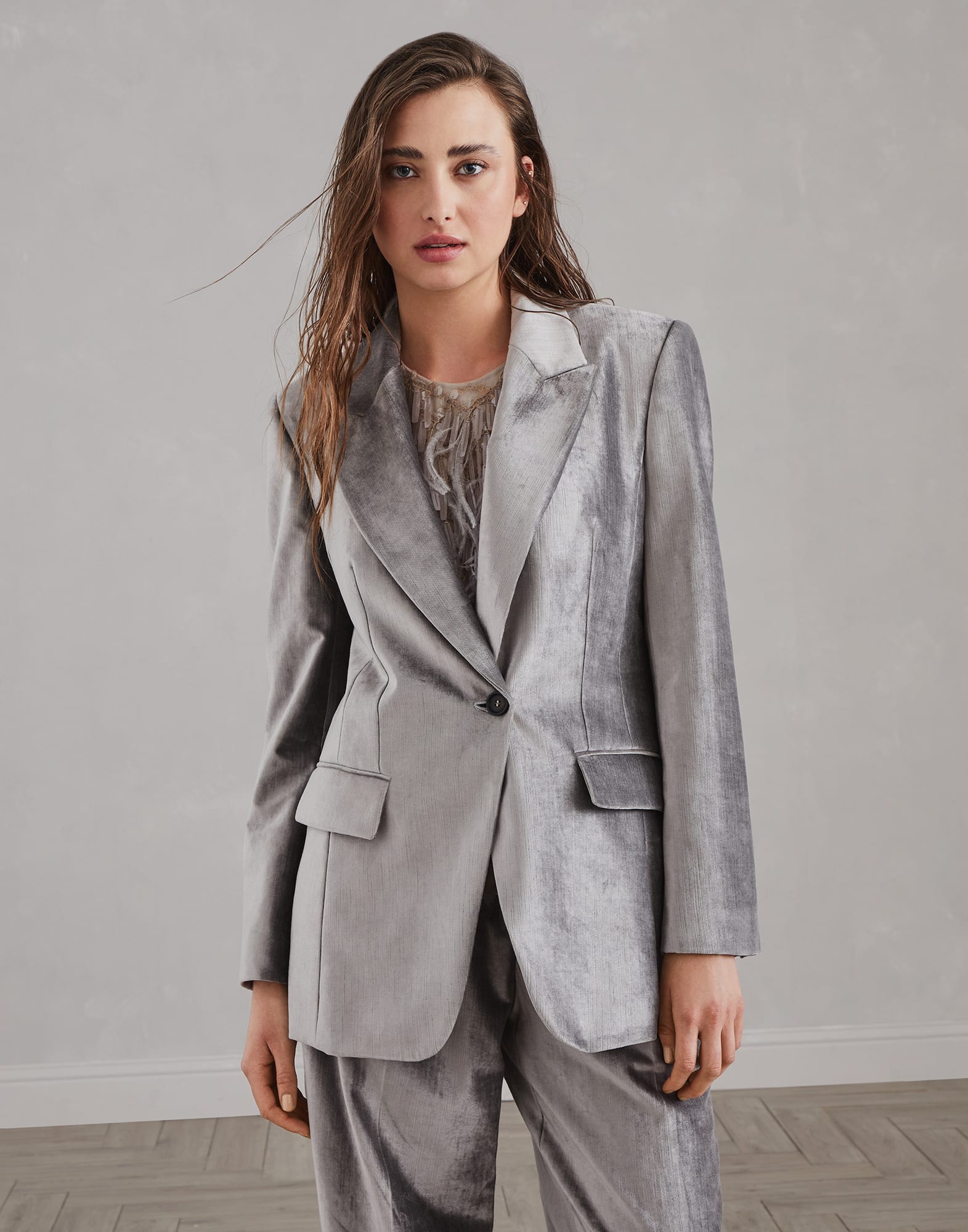 Boohoo Skinny Velvet Blazer Silver Velvet Blazer Sale