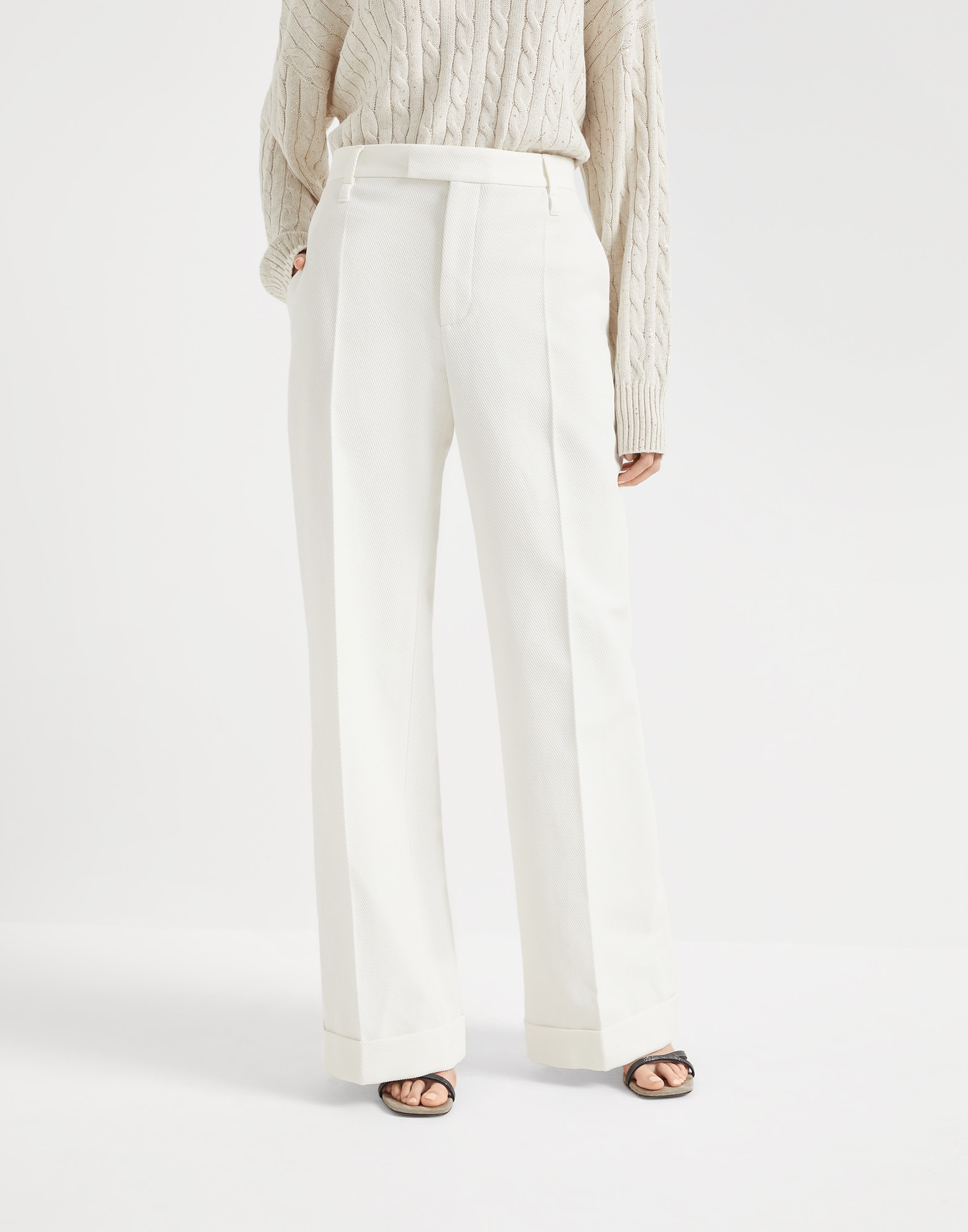 ブルネロクチネリスラックスパンツストライプベージュ50 ブルネロクチネリスラックスパンツストライプベージュ50