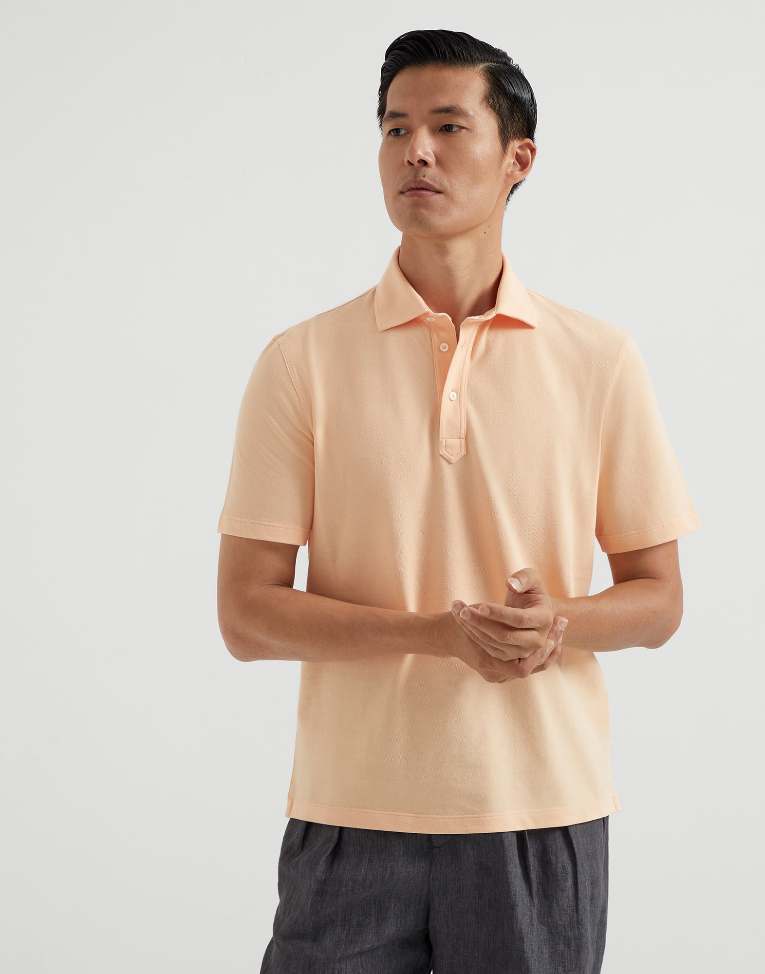 Piqué polo shirt for Man in Black | Brunello Cucinelli Piqué polo shirt for Man in Black | Brunello Cucinelli