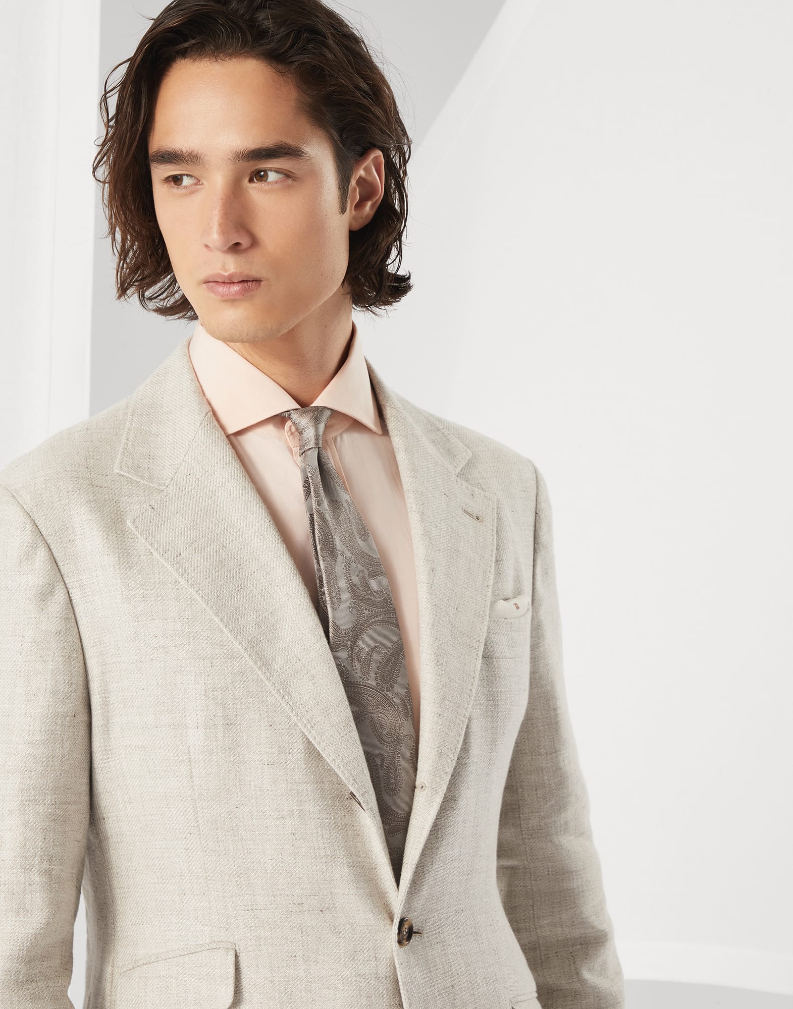 BRUNELLO CUCINELLI ネクタイ グレー カシミヤ混 未使用品 BRUNELLO CUCINELLI ネクタイ グレー カシミヤ混 未使用品