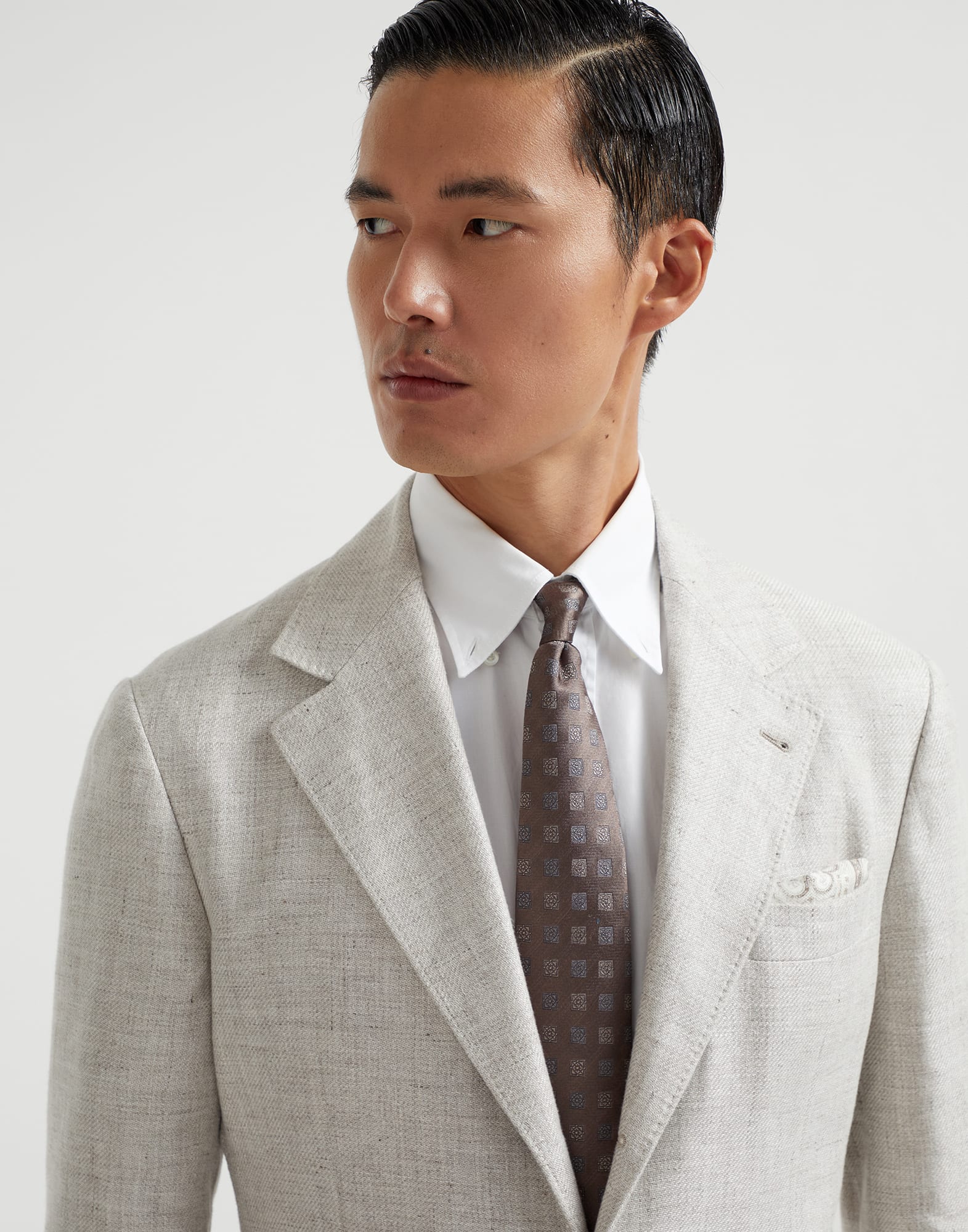 BRUNELLO CUCINELLI ネクタイ グレー カシミヤ混 未使用品 BRUNELLO CUCINELLI ネクタイ グレー カシミヤ混 未使用品