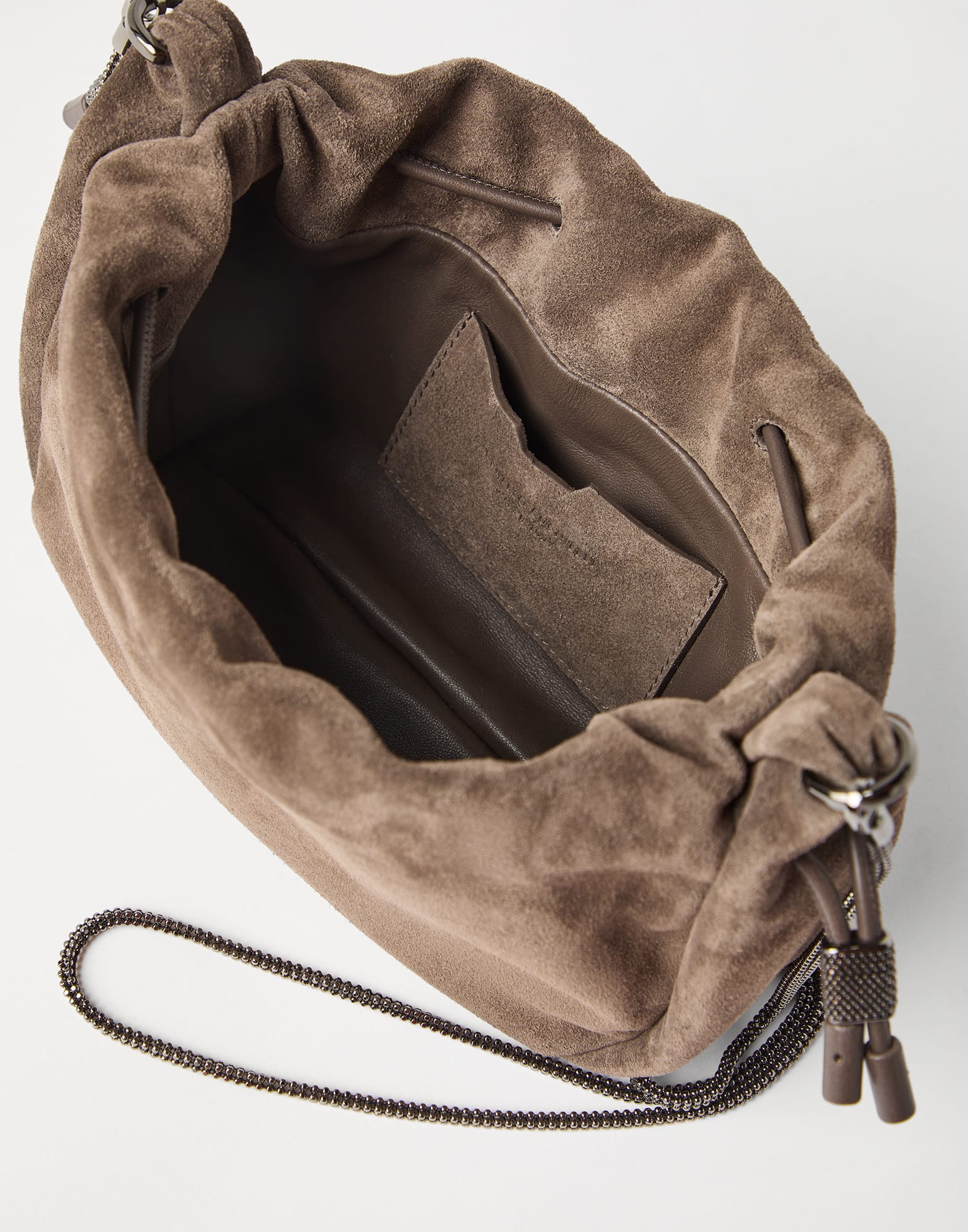 Suede mini Mellow Bucket bag for Woman in Taupe | Brunello Suede mini Mellow Bucket bag for Woman in Taupe | Brunello