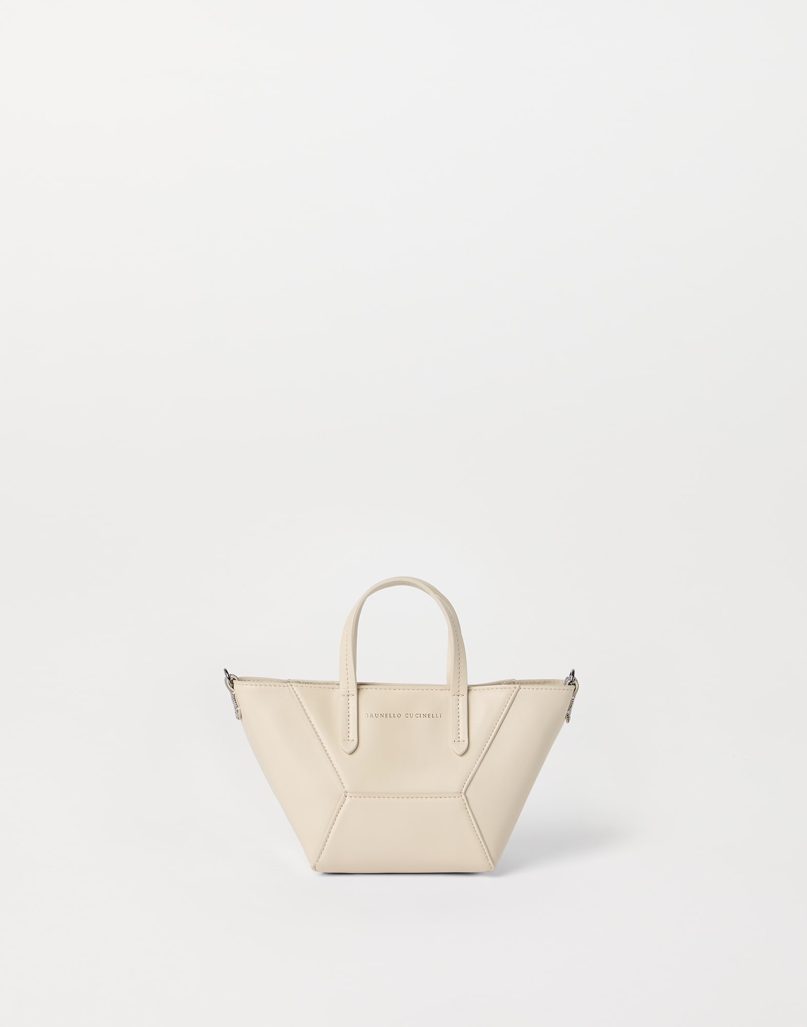 Calfskin mini BC Duo bag Ivory Woman - Brunello Cucinelli