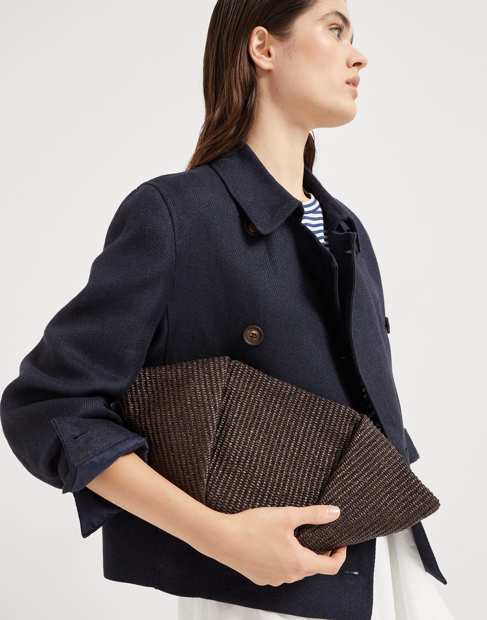 Raffia Marina Pouch bag Brown Woman - Brunello Cucinelli