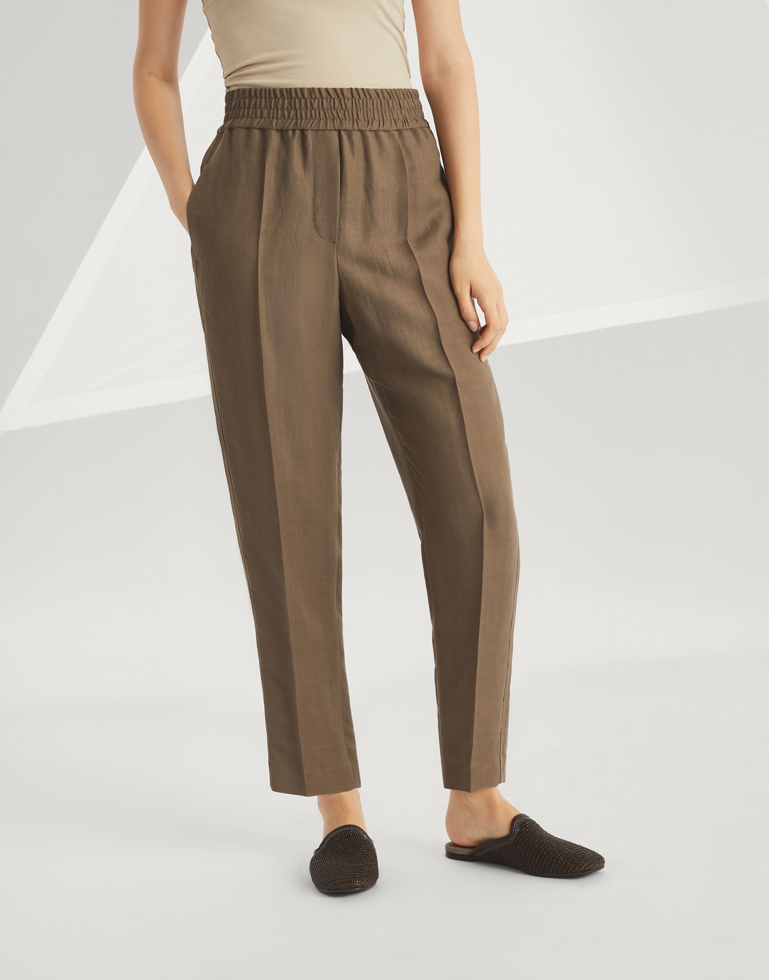 【関税&送料込み】Brunello Cucinelli Viscose Pants Pull-on trousers for Woman in White | Brunello Cucinelli