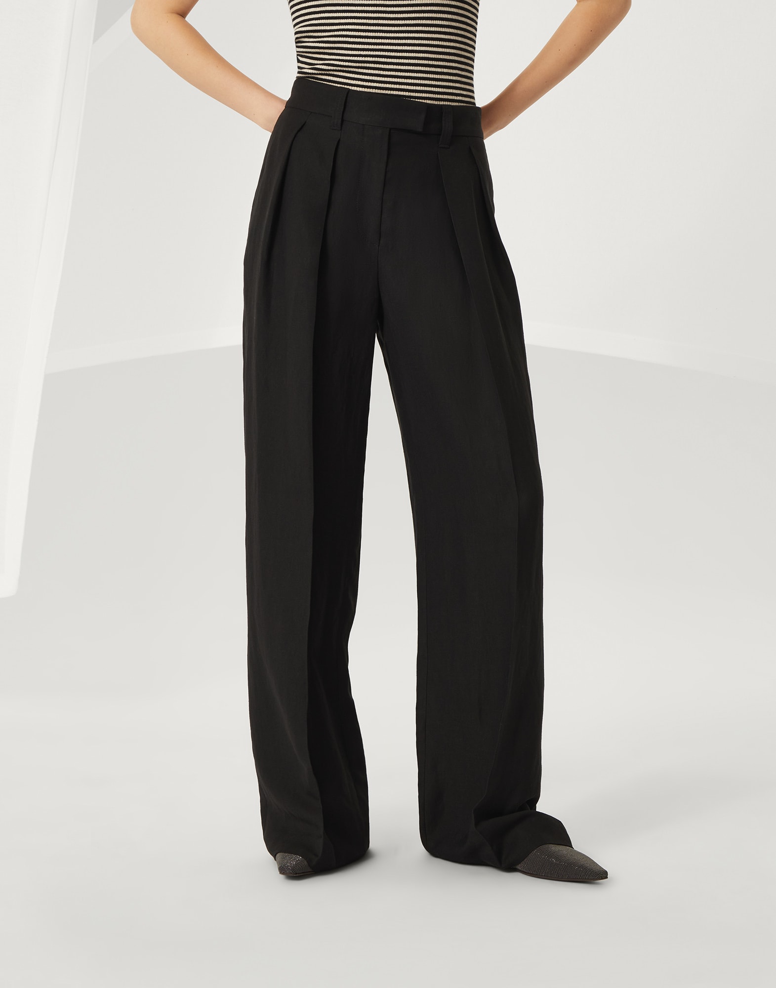 Sartorial Wide trousers for Woman in Black | Brunello Cucinelli Sartorial Wide trousers for Woman in Black | Brunello Cucinelli
