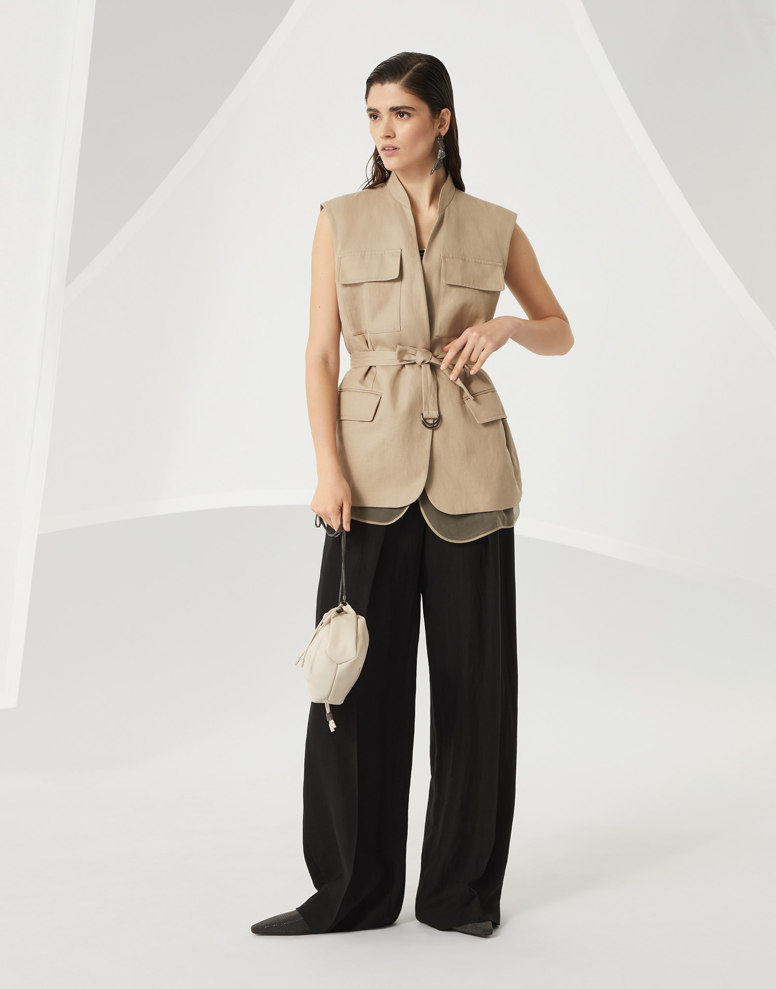 Sartorial Wide trousers for Woman in Cocoa | Brunello Cucinelli Sartorial Wide trousers for Woman in Cocoa | Brunello Cucinelli