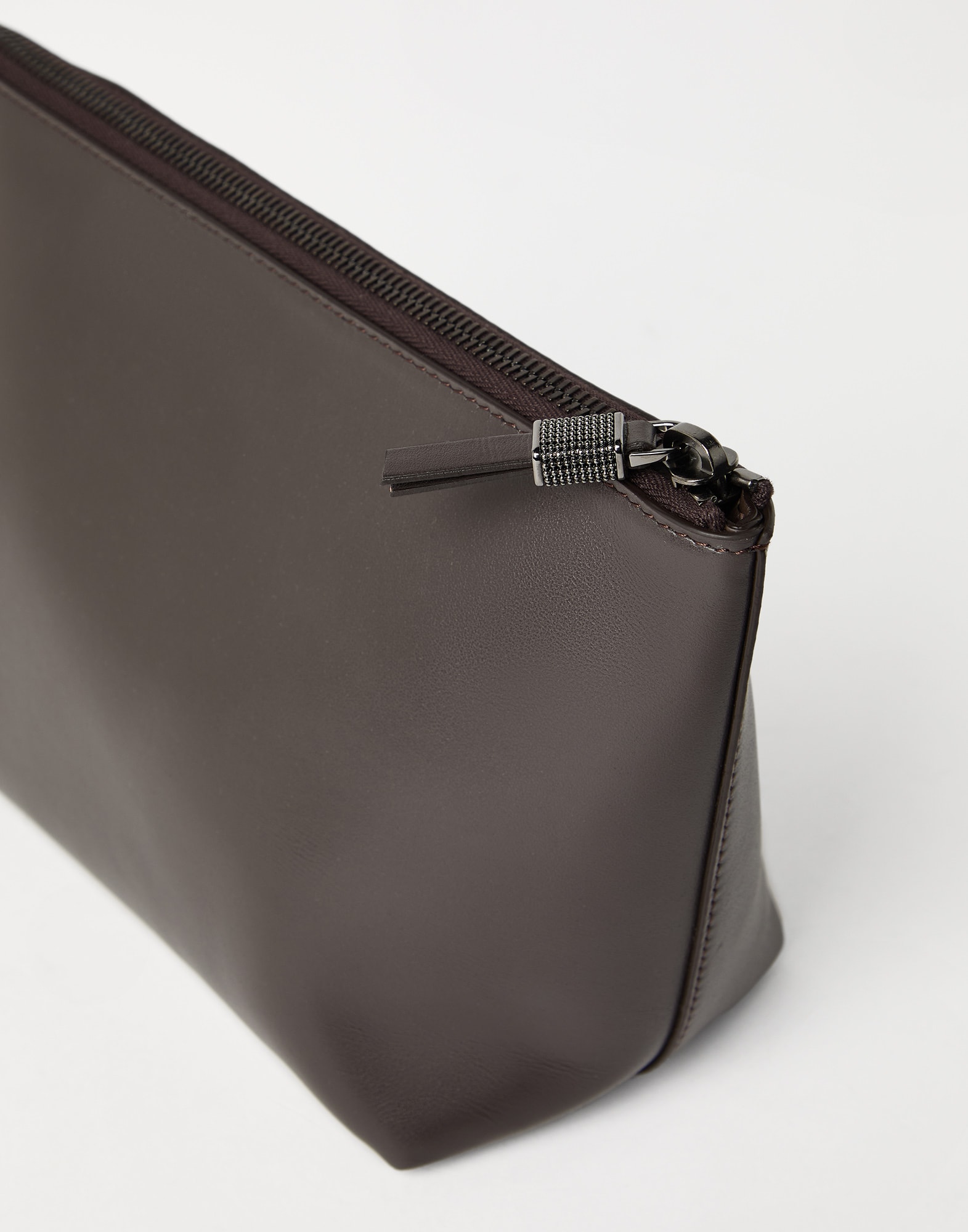 ポーチ Brunello Cucinelli Pochette In Pelle Calfskin clutch bag with monili for Woman in Brown