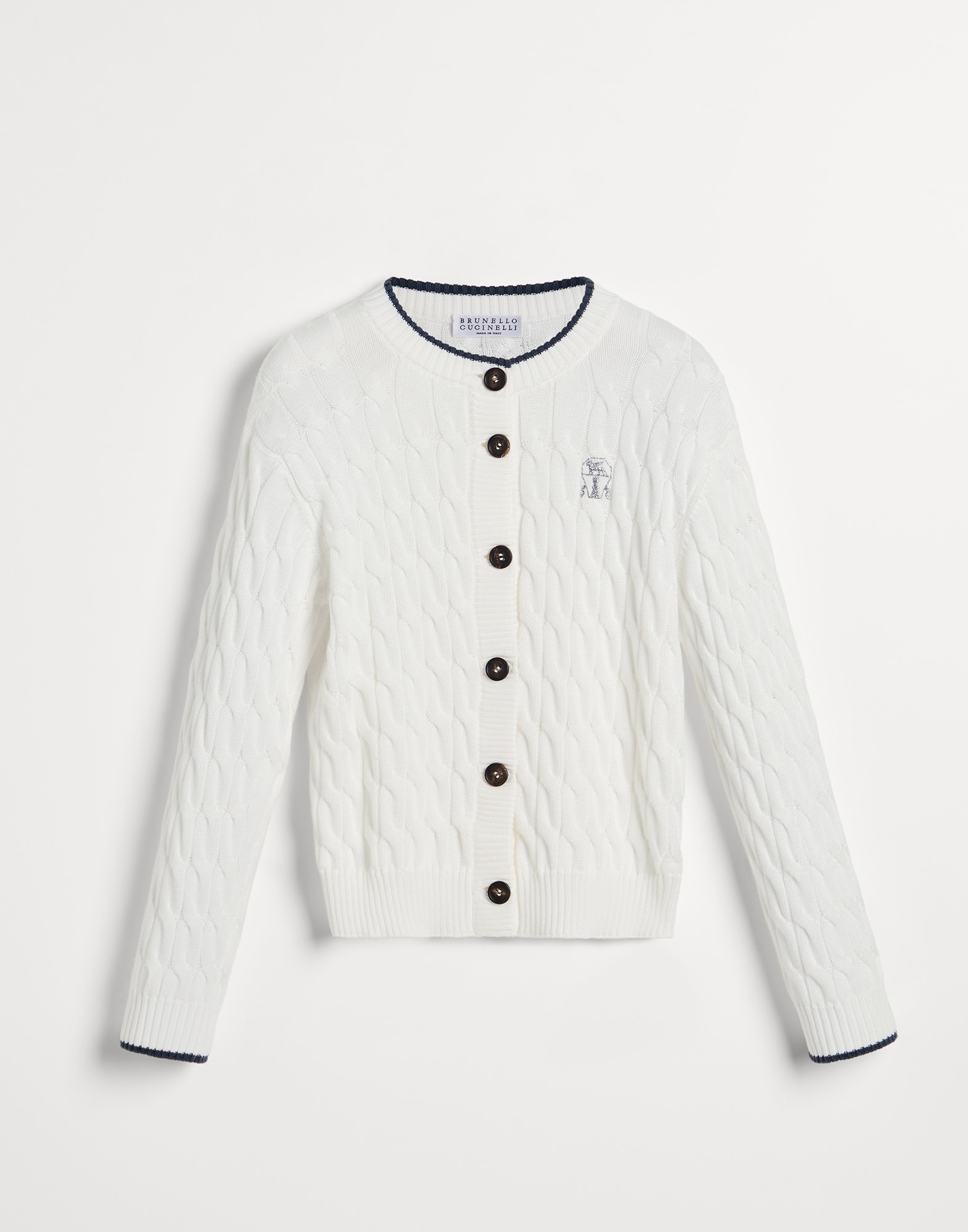 Cotton cardigan with logo Panama Girls - Brunello Cucinelli