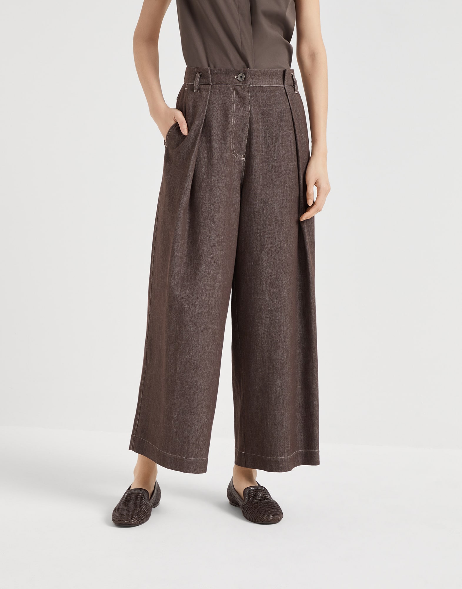A-line trousers Chocolate Woman - Brunello Cucinelli