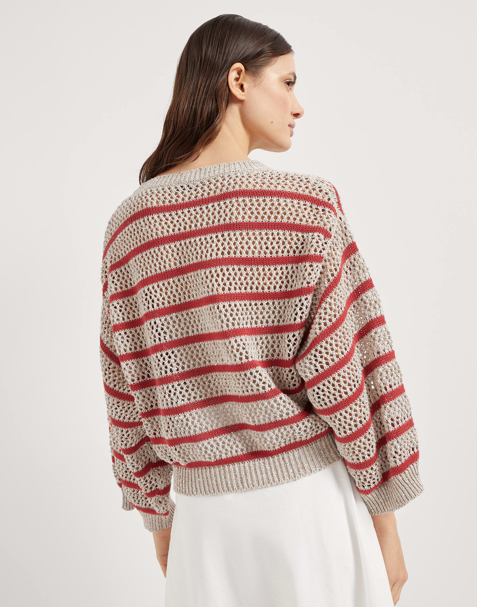 Brunello Cucinelli M0B137444GC7220 関税送料込 Dazzling Net sweater for Woman in Red | Brunello Cucinelli