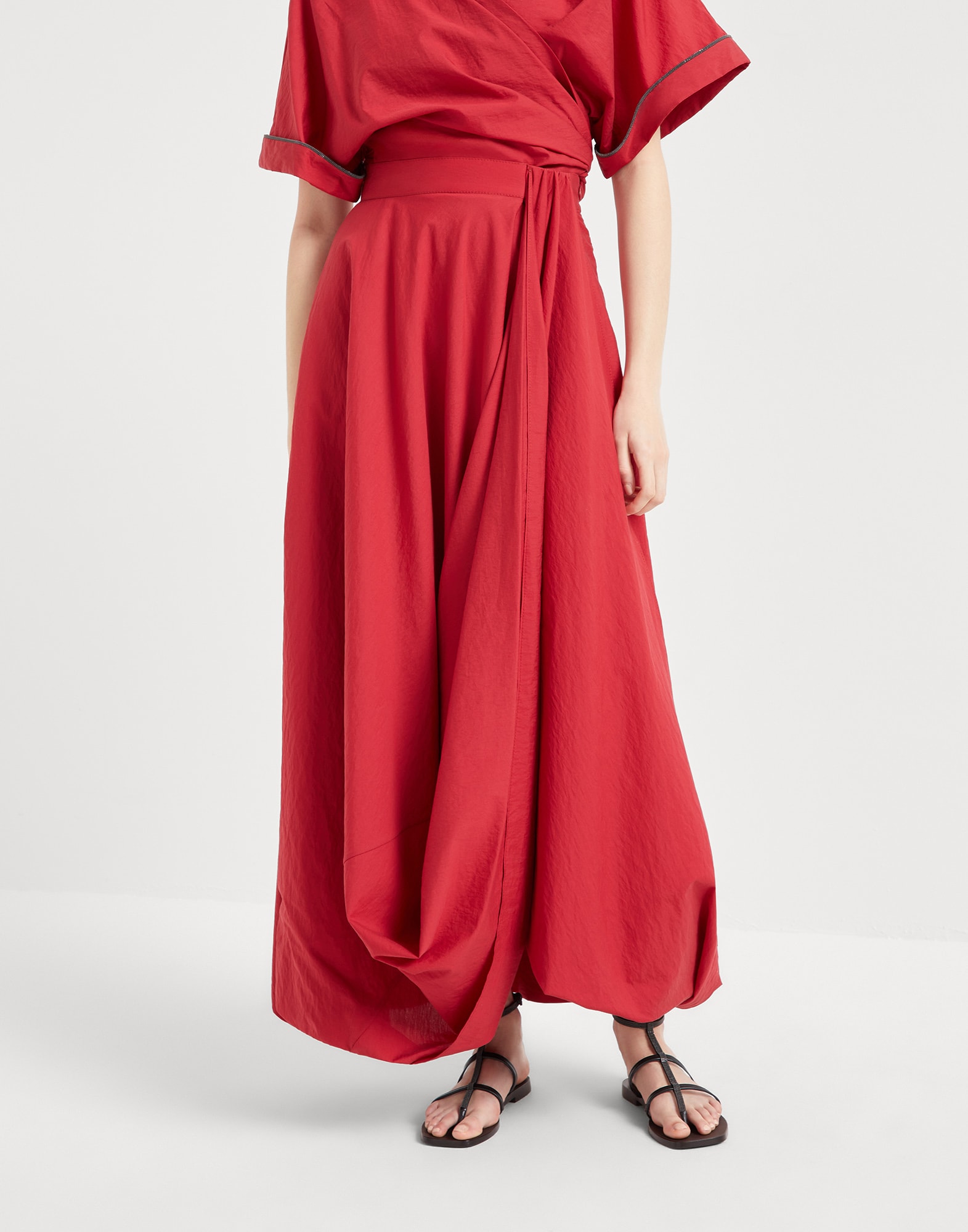 Bubble Hem skirt for Woman in Red | Brunello Cucinelli Bubble Hem skirt for Woman in Red | Brunello Cucinelli