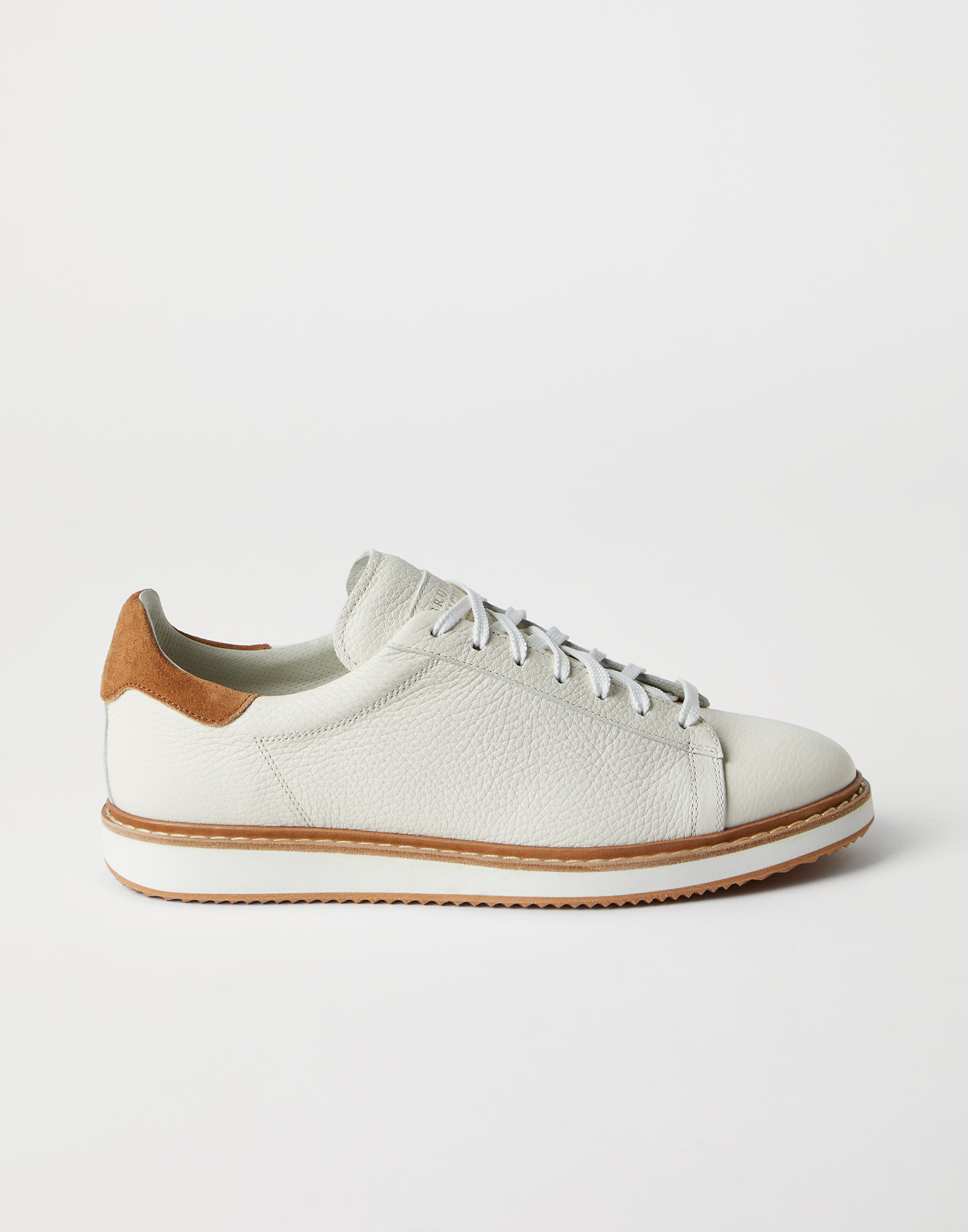 贅沢ホワイト【Brunero Cucinelli】ディアマンテ付きスニーカー Calfskin sneakers for Man in Panama | Brunello Cucinelli