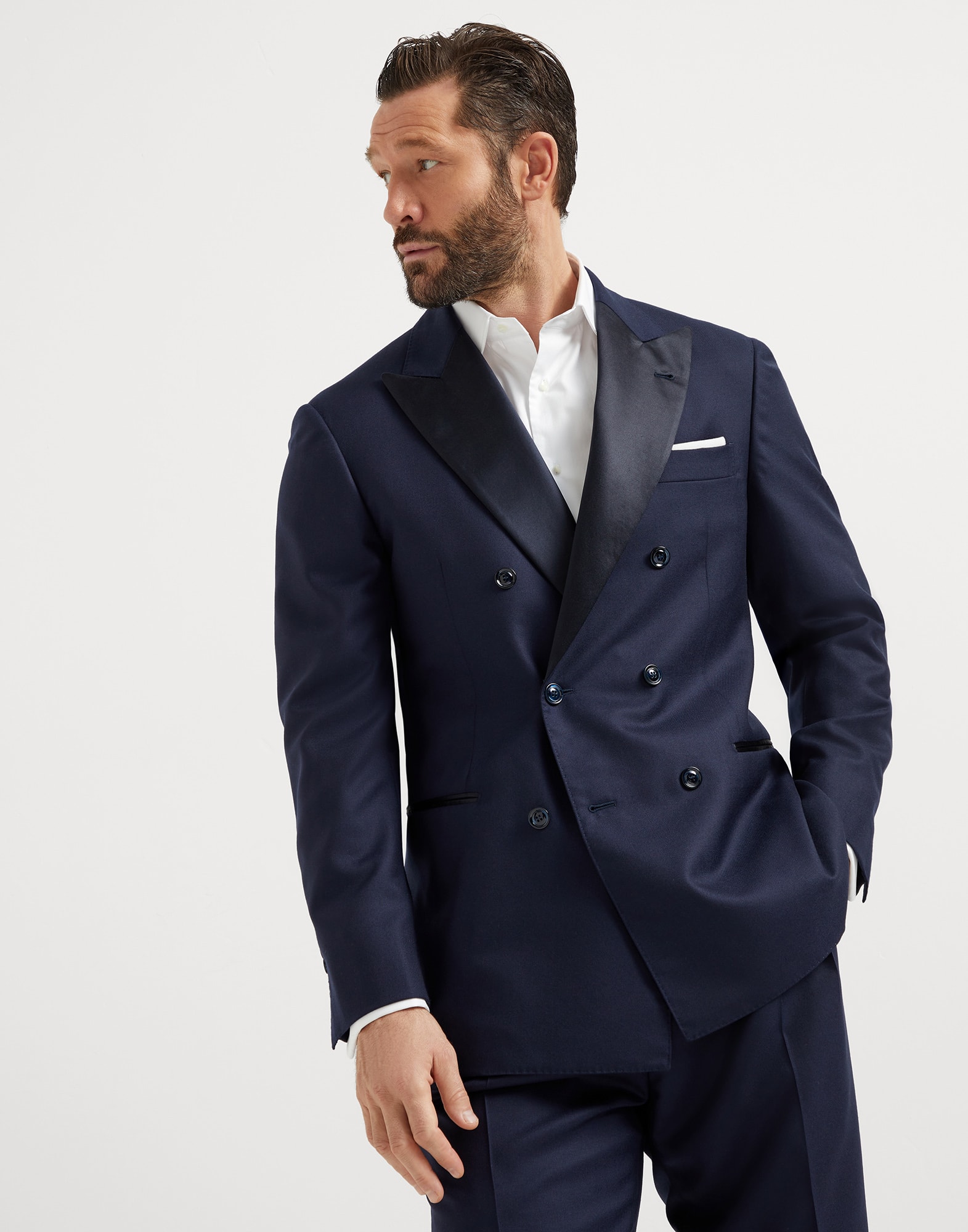 BRUNELLO CUCINELLI ネイビー ダブルブレストジャケット BRUNELLO CUCINELLI ネイビー ダブルブレストジャケット