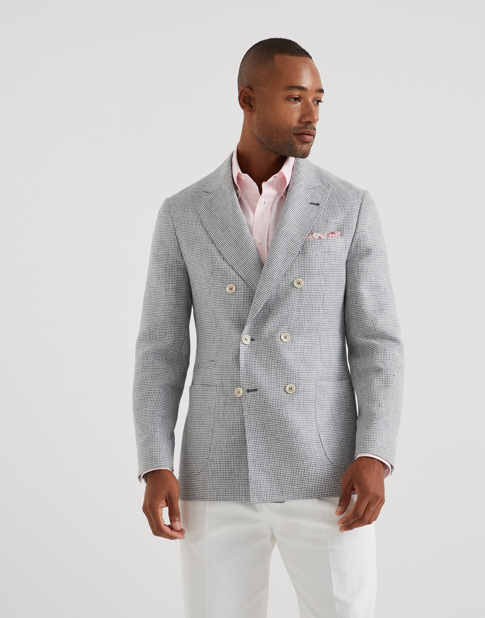 Veste déstructurée pied-de-poule Gris Homme - Brunello Cucinelli