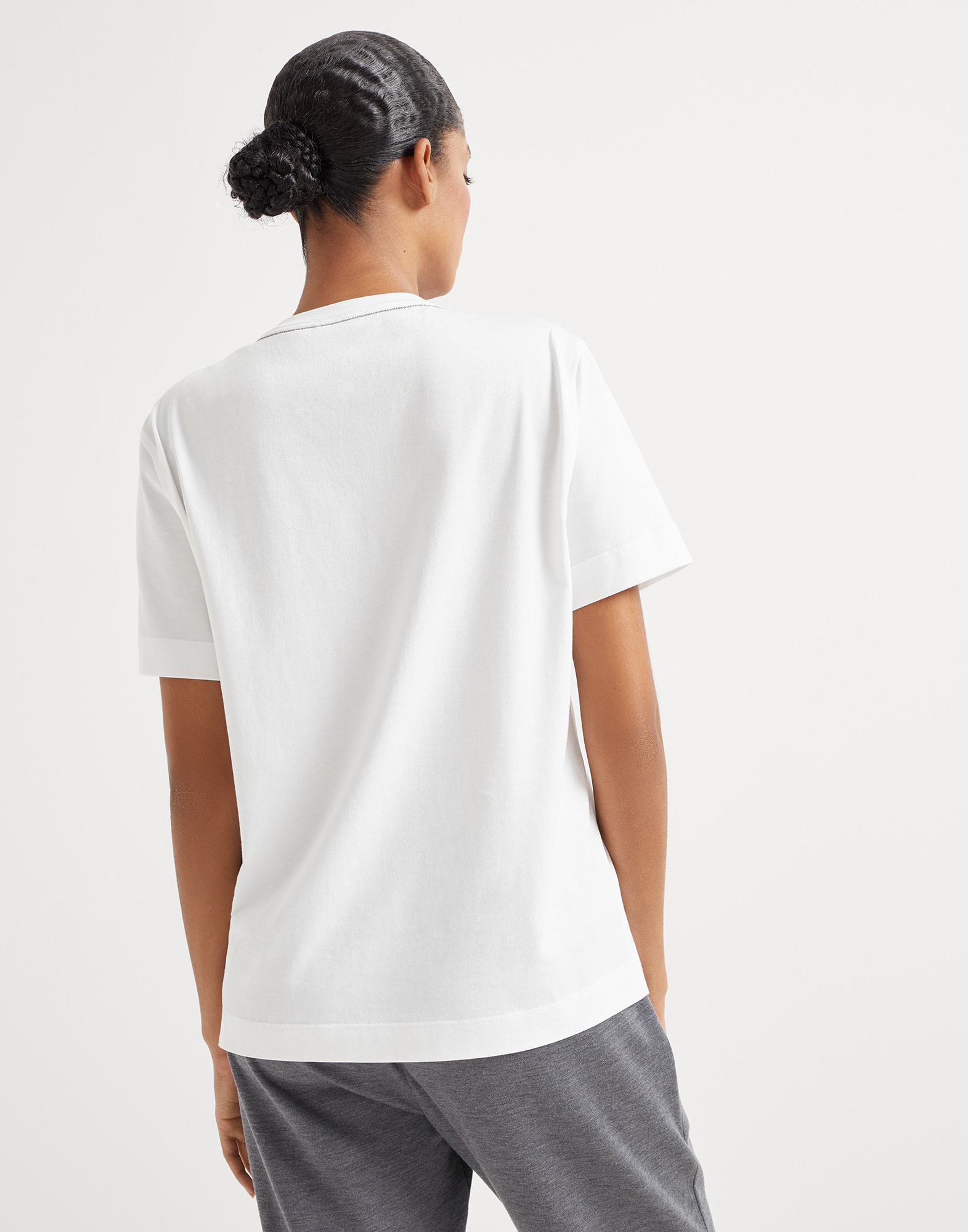 Jersey T-shirt for Woman in Black | Brunello Cucinelli Jersey T-shirt for Woman in Black | Brunello Cucinelli