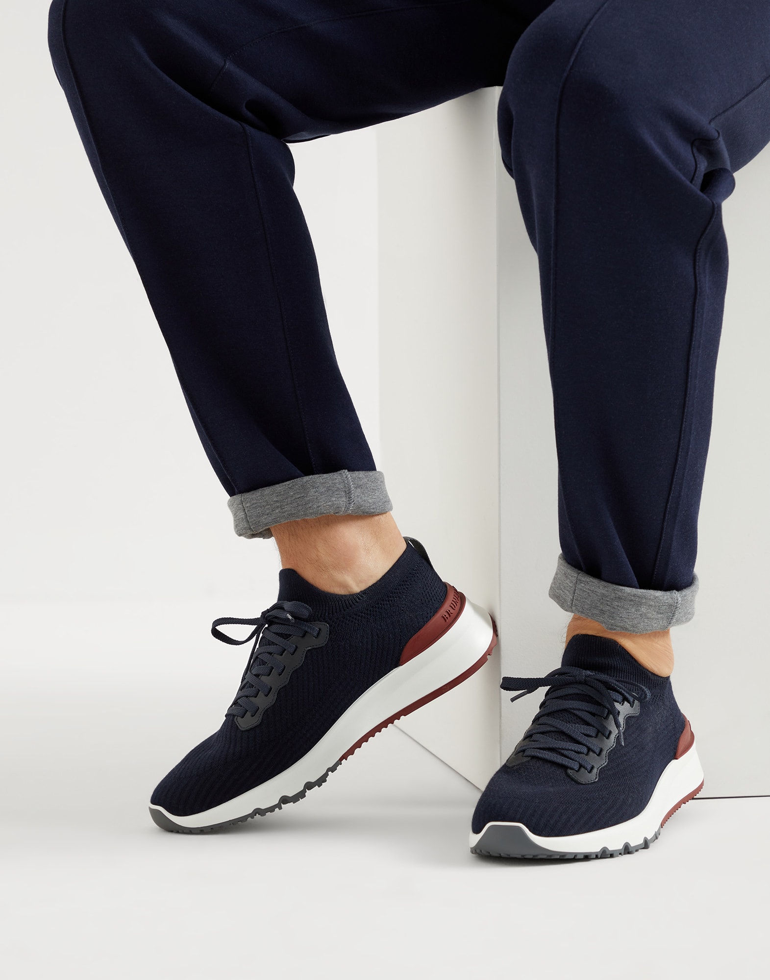 Knit runners for Man in Black | Brunello Cucinelli Knit runners for Man in Black | Brunello Cucinelli