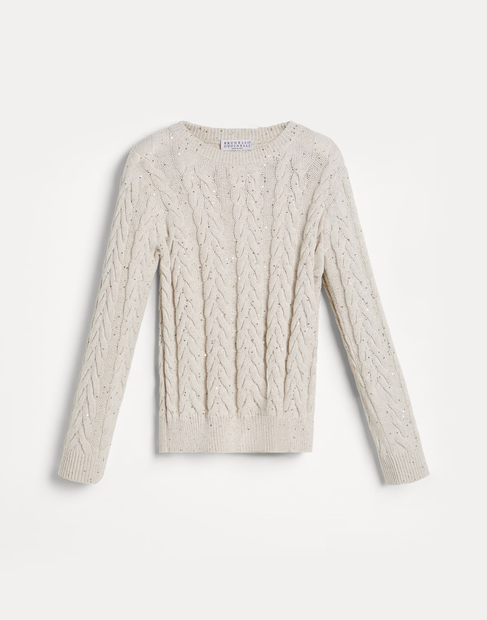 【関税&送料込み】Brunello Cucinelli Double Cable Dazzling Dazzling Double Cable sweater for Girls in Oat | Brunello