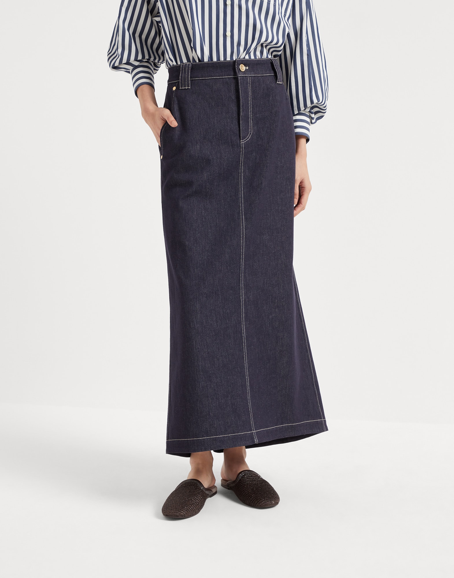 Falda cinco bolsillos Denim Oscuro Mujer - Brunello Cucinelli