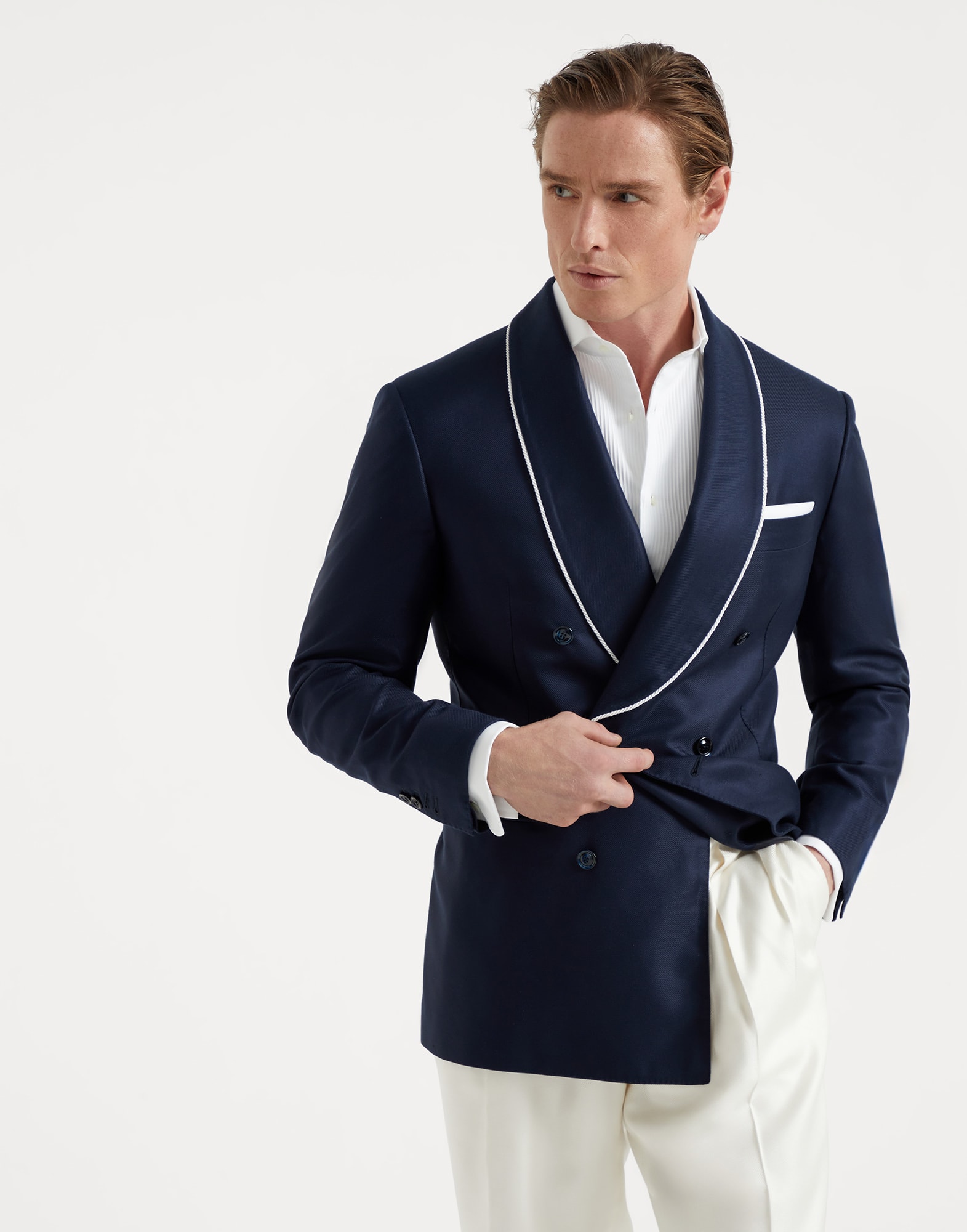 Tuxedo jacket for Man in Navy Blue Brunello Cucinelli