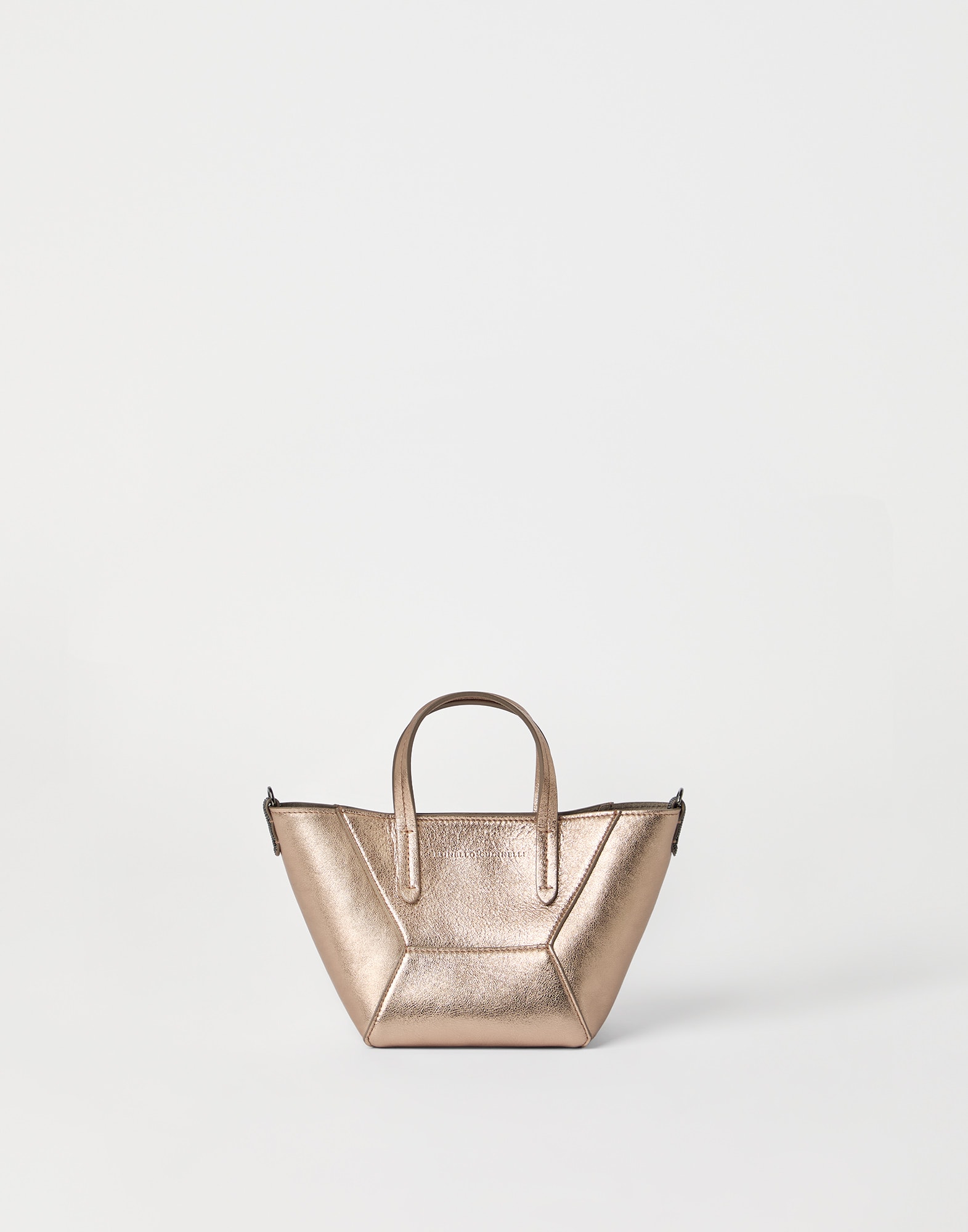 Mini lamé calfskin BC Duo bag Hazelnut Woman - Brunello Cucinelli