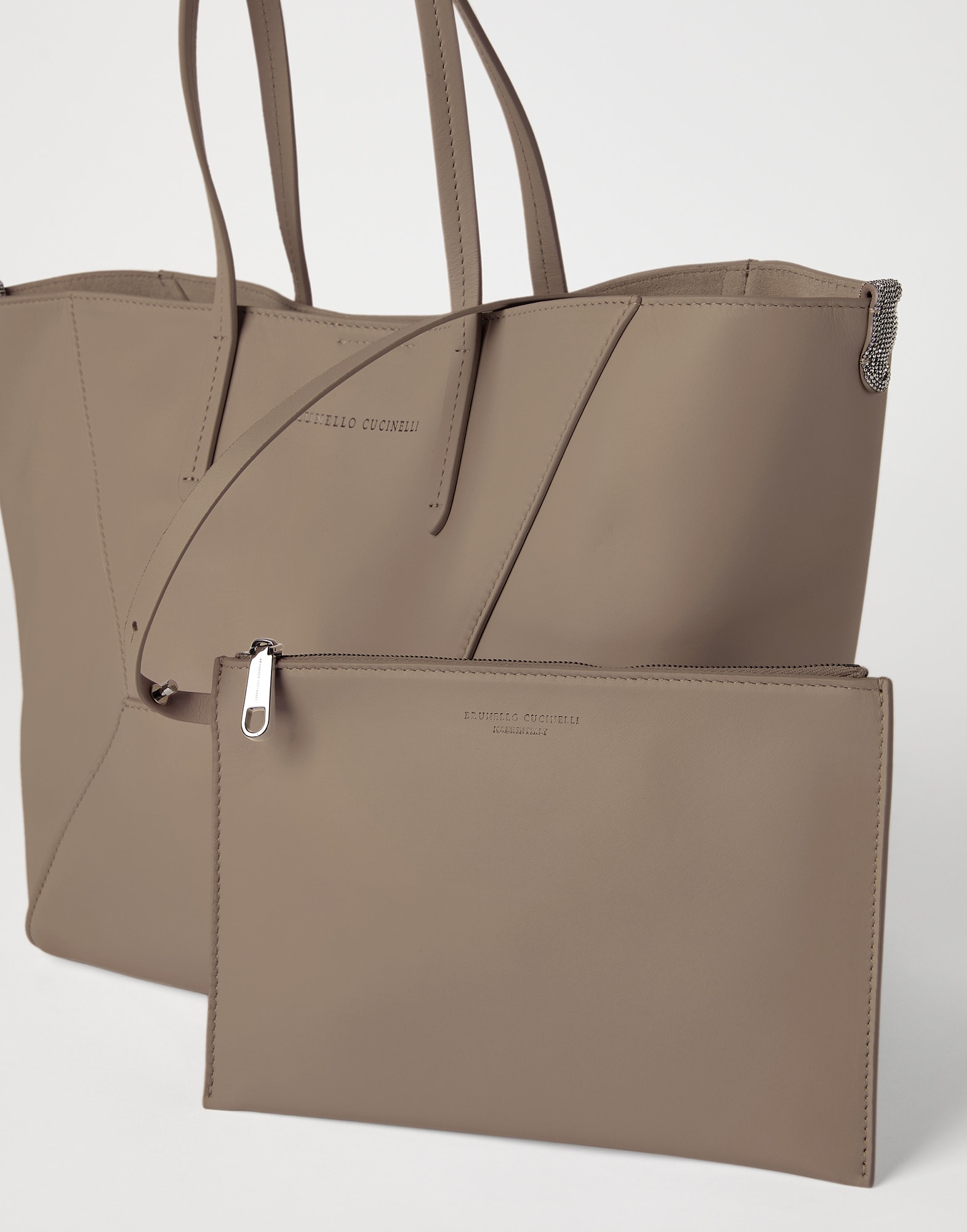 Calfskin BC Duo bag for Woman in Sage | Brunello Cucinelli Calfskin BC Duo bag for Woman in Sage | Brunello Cucinelli