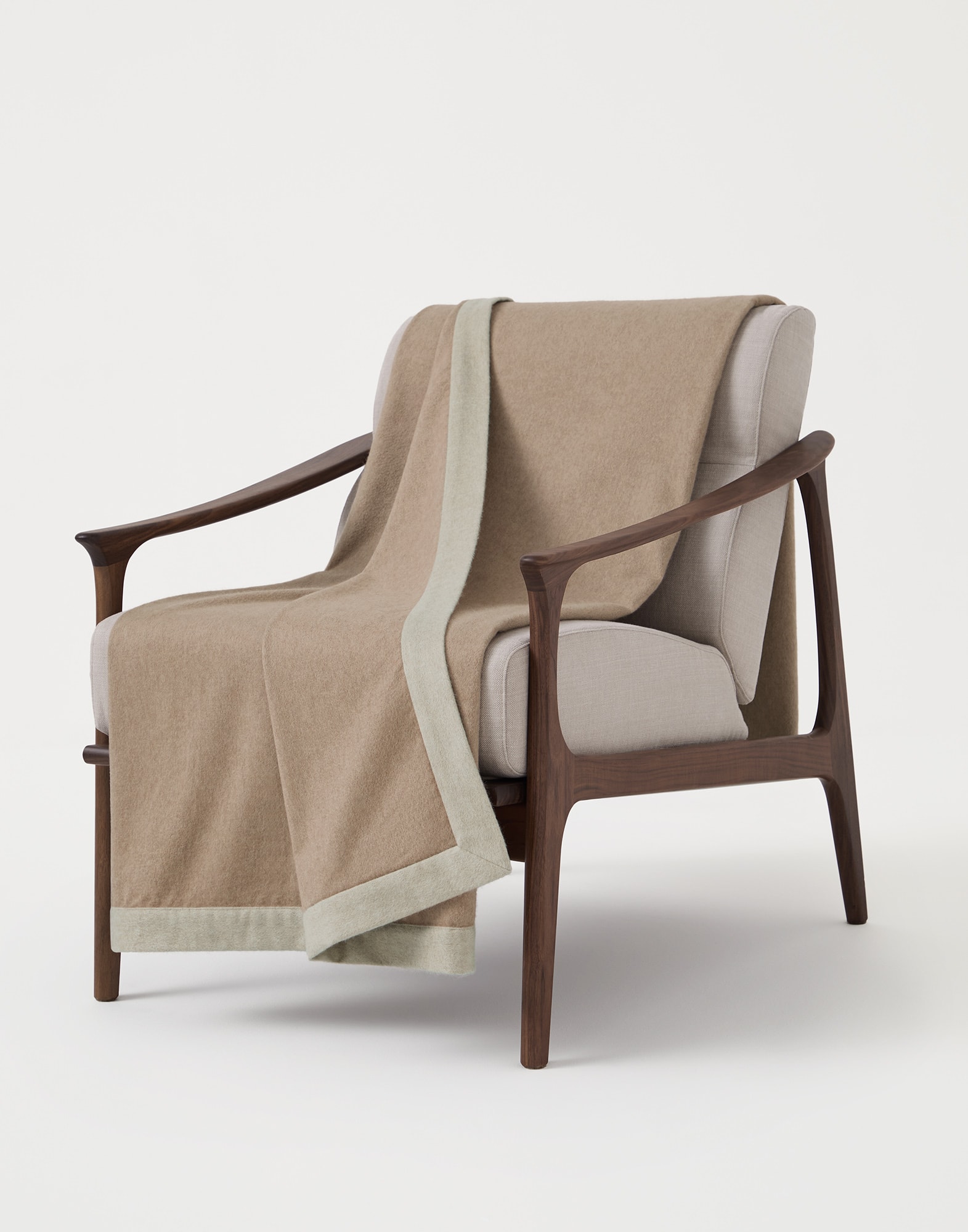 Manta de cachemir con borde contrastante Beige Lifestyle - Brunello Cucinelli