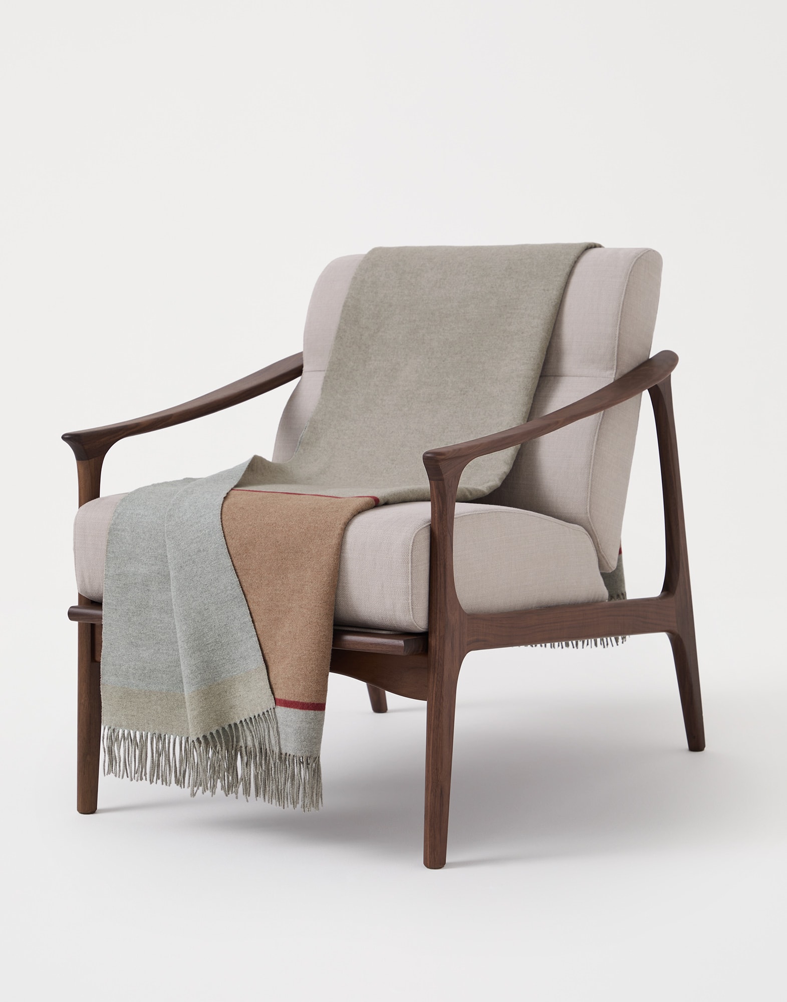 Silk throw with fringe Beige Lifestyle - Brunello Cucinelli