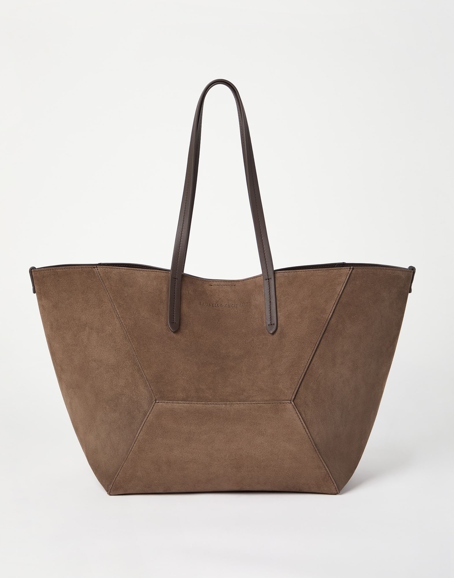 Large suede BC Duo bag Bark Woman - Brunello Cucinelli