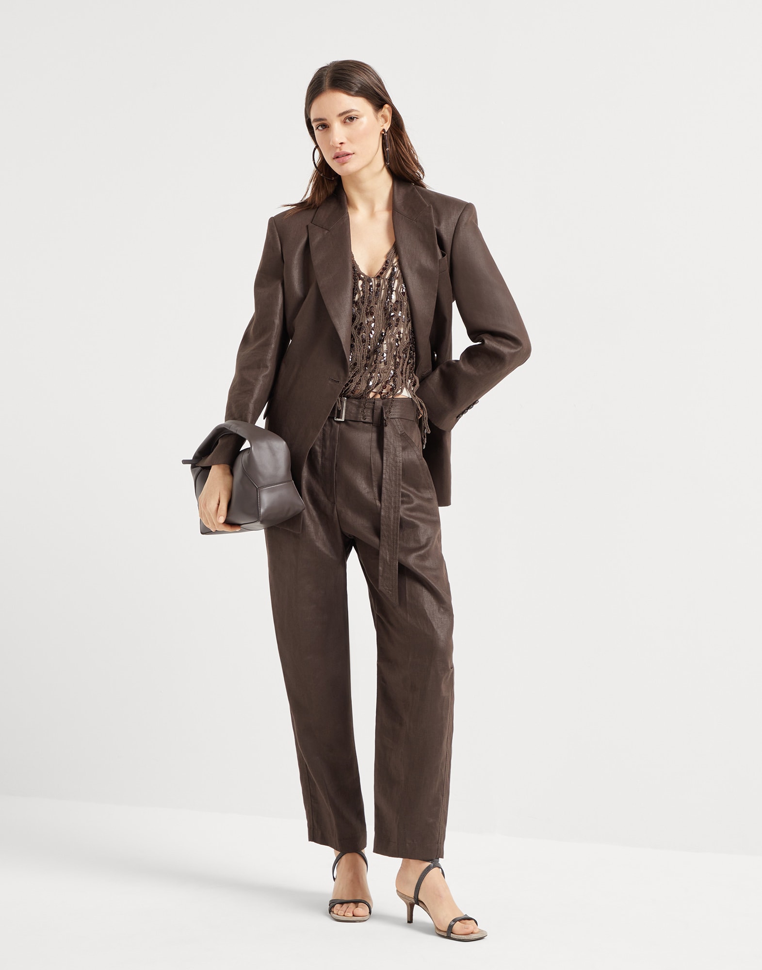 アウターその他 BRUNELLO CUCINELLI Woman Blazer Brown ML1427261 C273 Twill blazer for Woman in Chocolate | Brunello Cucinelli