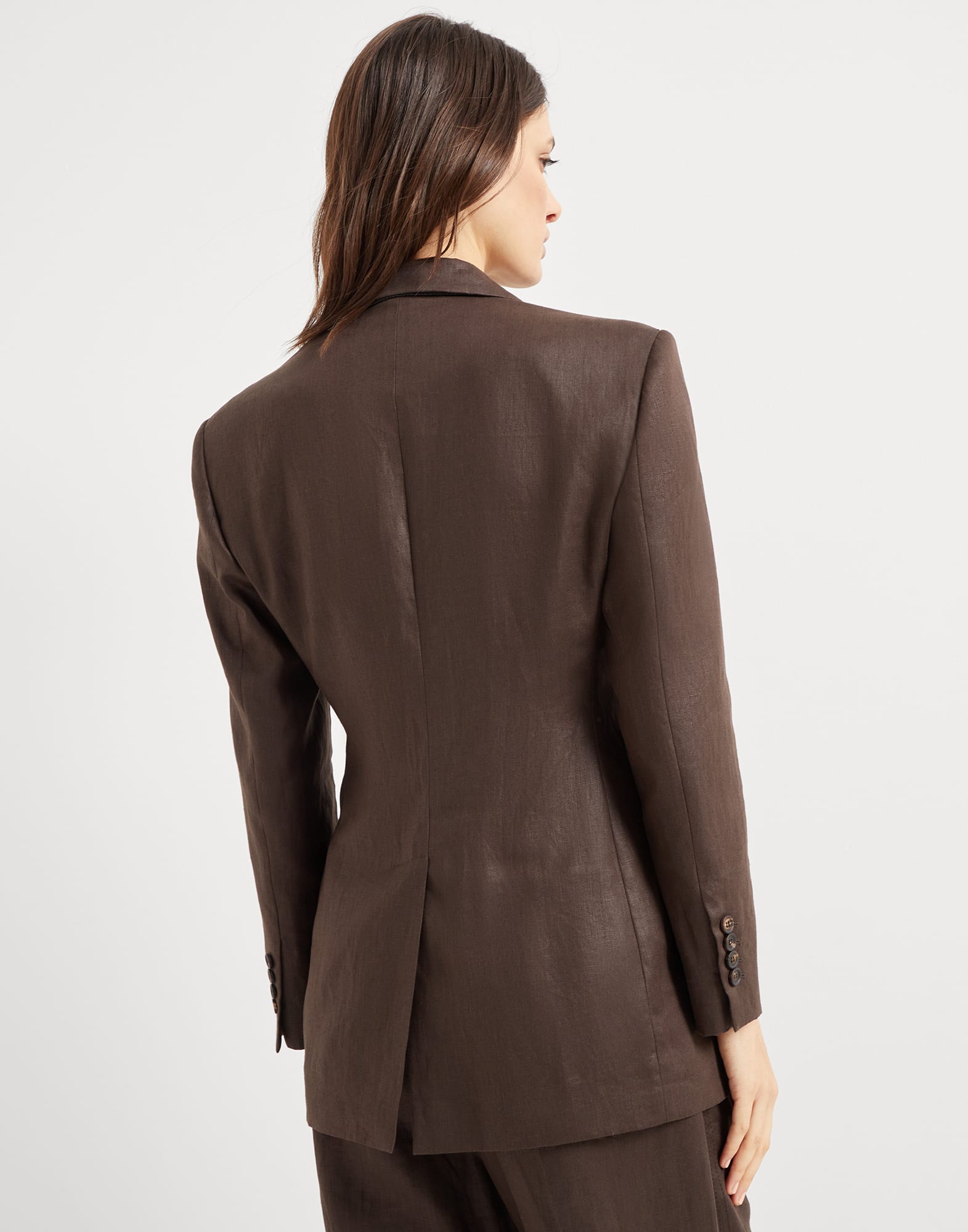 スーツ BRUNELLO CUCINELLI Women Suit Jackets ML1427261 C273 BROWN Twill blazer for Woman in Chocolate | Brunello Cucinelli
