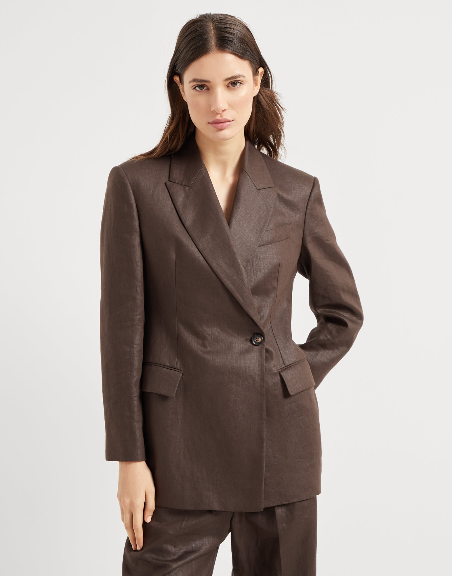 BRUNELLO CUCINELLI☆モニーレ ジャケット☆ レディース 向け チョコレート ツイル ジャケット | Brunello