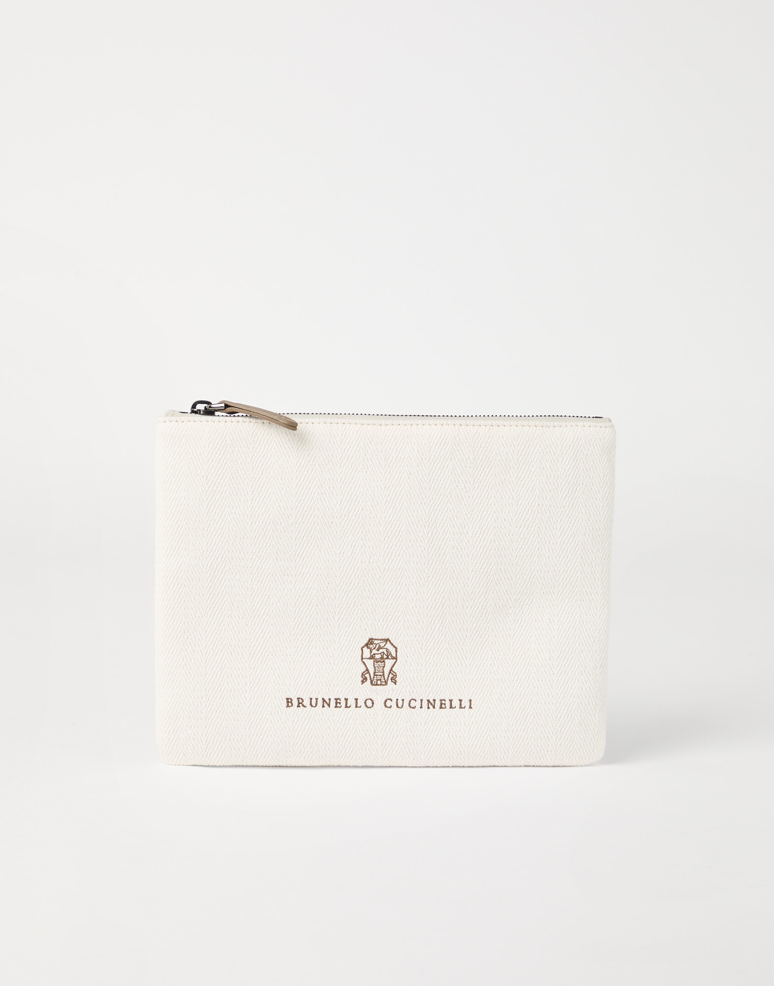 Cartera de mano con logotipo bordado Panamá Lifestyle - Brunello Cucinelli