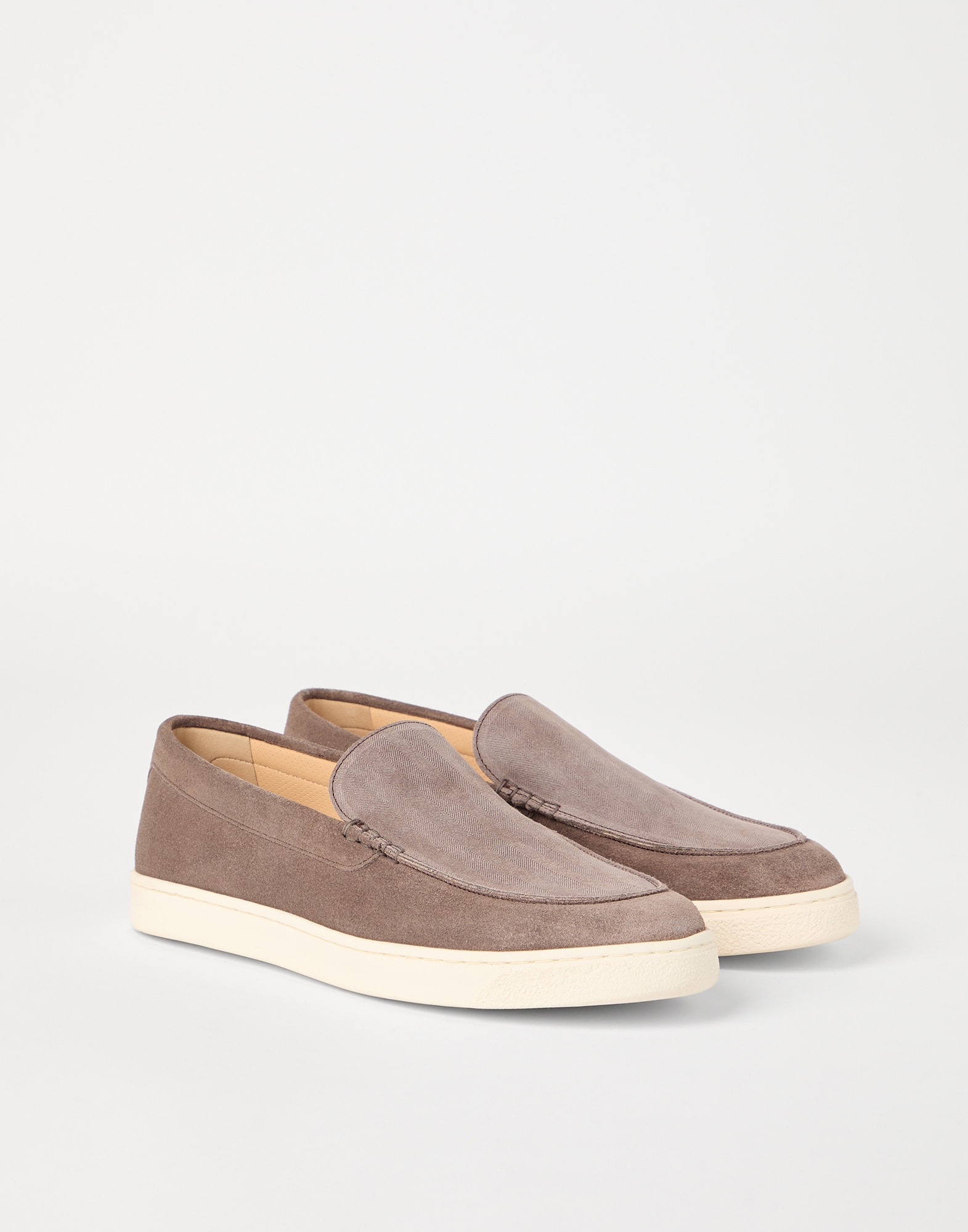 Suede loafers for Man in Light Brown | Brunello Cucinelli Suede loafers for Man in Light Brown | Brunello Cucinelli