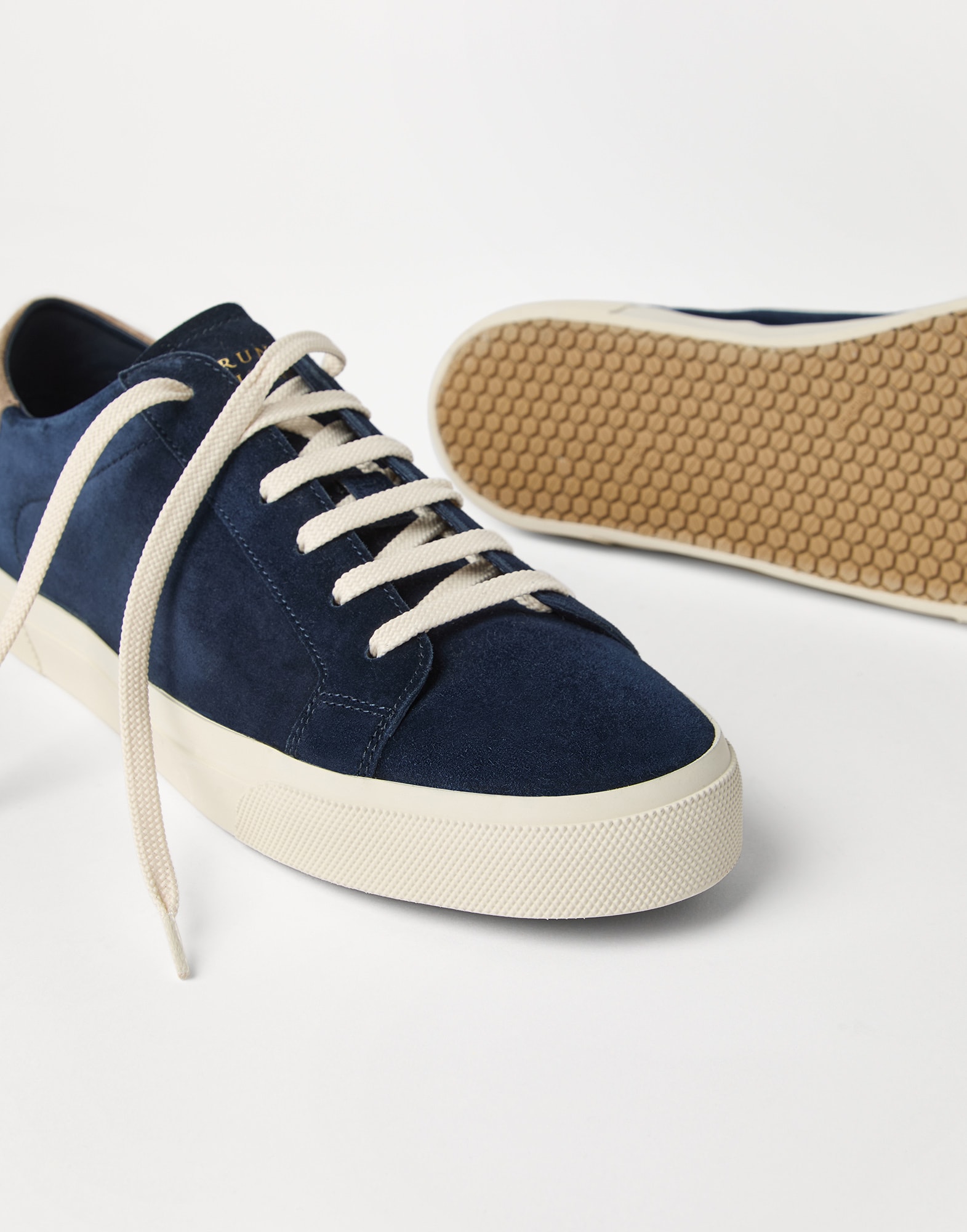 Suede sneakers for Man in Marine Blue | Brunello Cucinelli Suede sneakers for Man in Marine Blue | Brunello Cucinelli