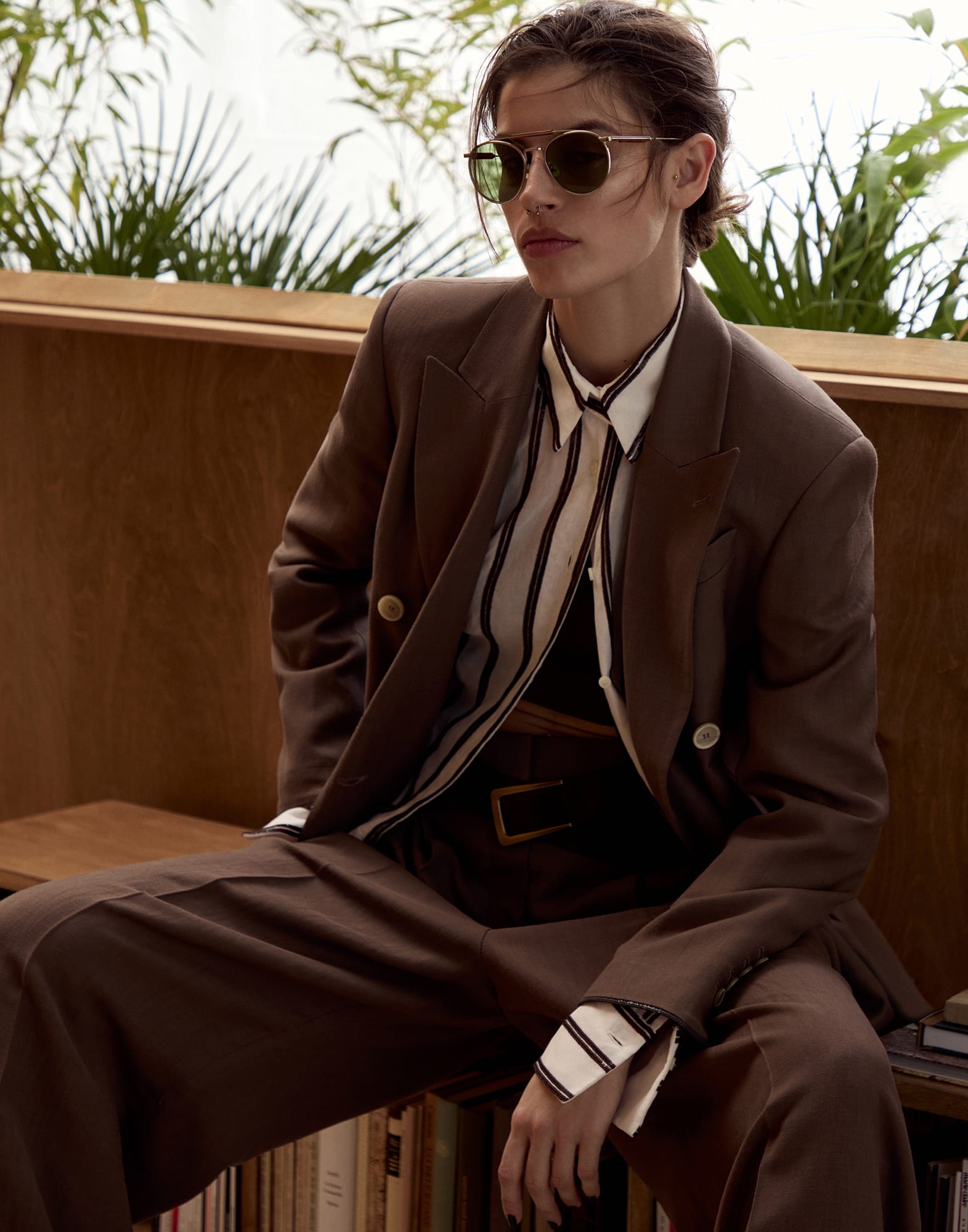 シルバー チタン製ラウンド型サングラス | Brunello Cucinelli シルバー チタン製ラウンド型サングラス | Brunello Cucinelli