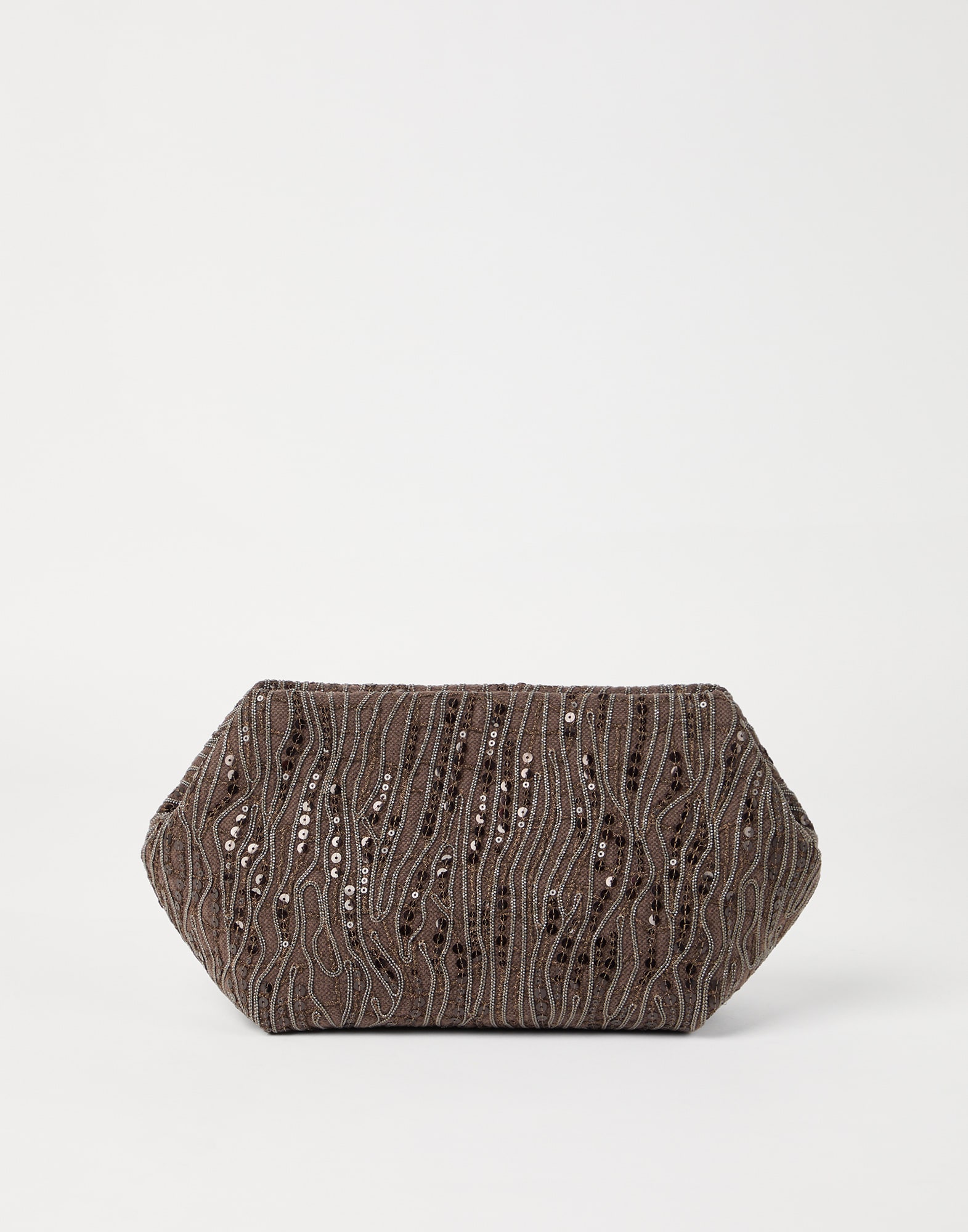 Сумка Pouch с абстрактной вышивкой Кофейный Женщина - Brunello Cucinelli