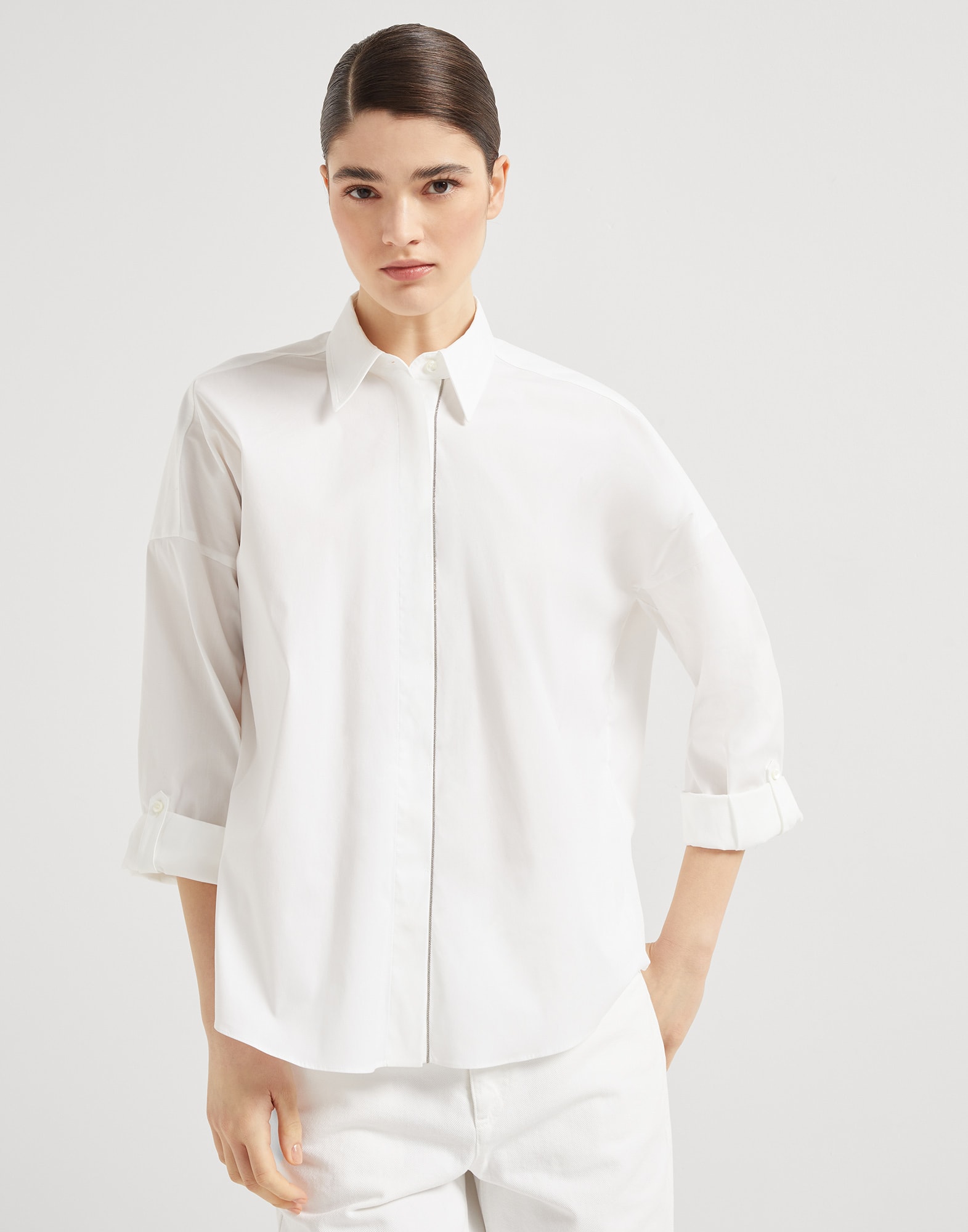 Camisa de popelina Blanco Mujer - Brunello Cucinelli